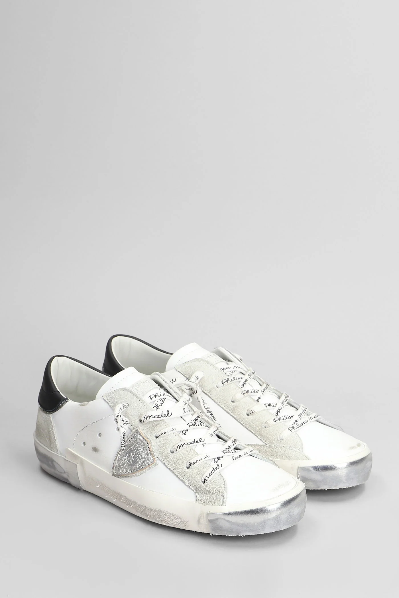 Prsx Low Sneakers in white suede and leather - Image 2