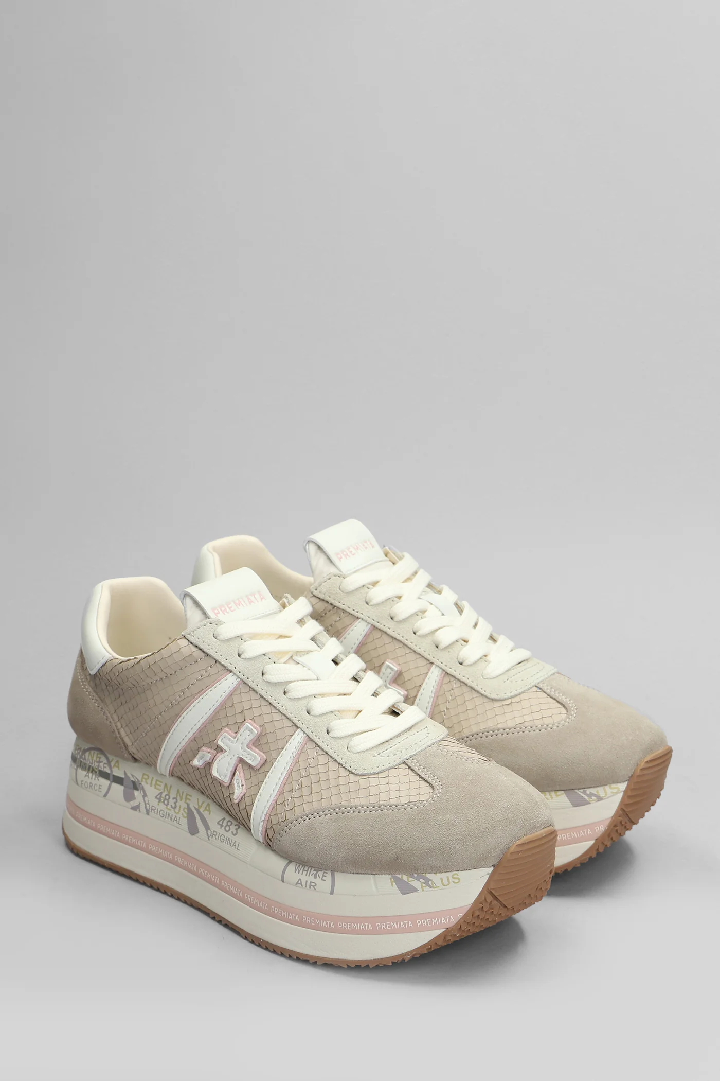 Beth Sneakers in taupe suede and leather - Image 2