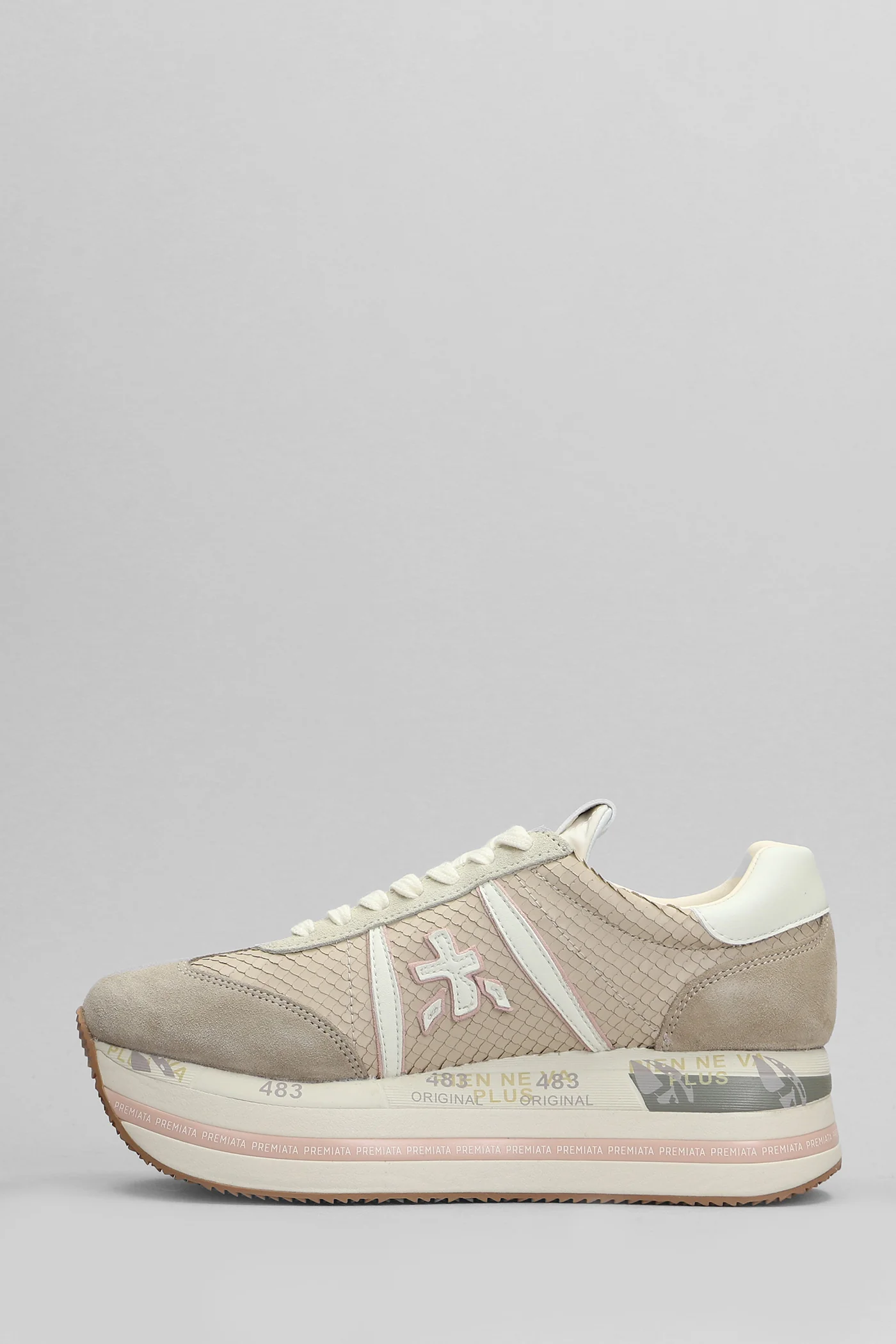 Beth Sneakers in taupe suede and leather - Image 3