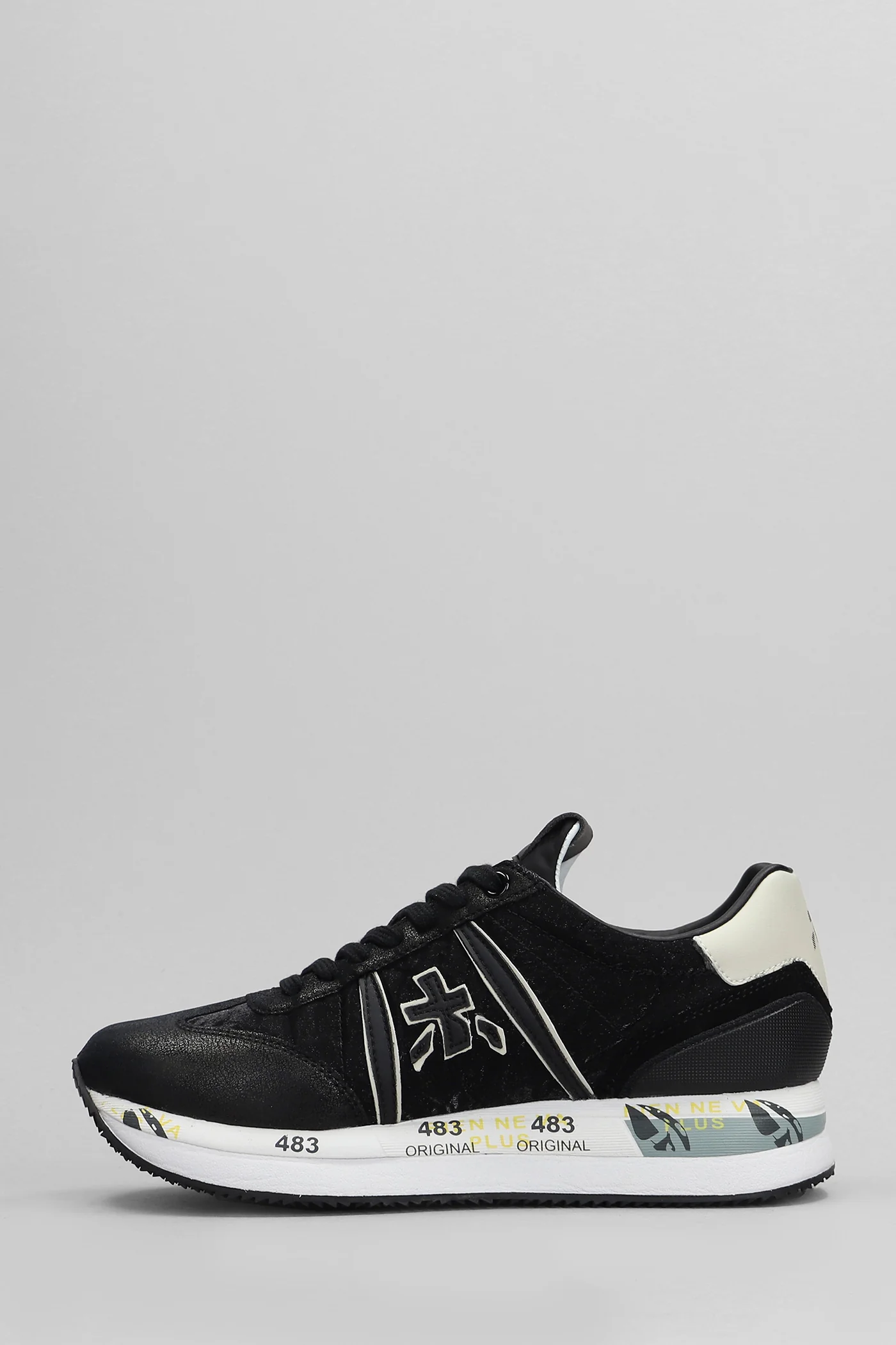Conny Sneakers in black leather and fabric - Image 3