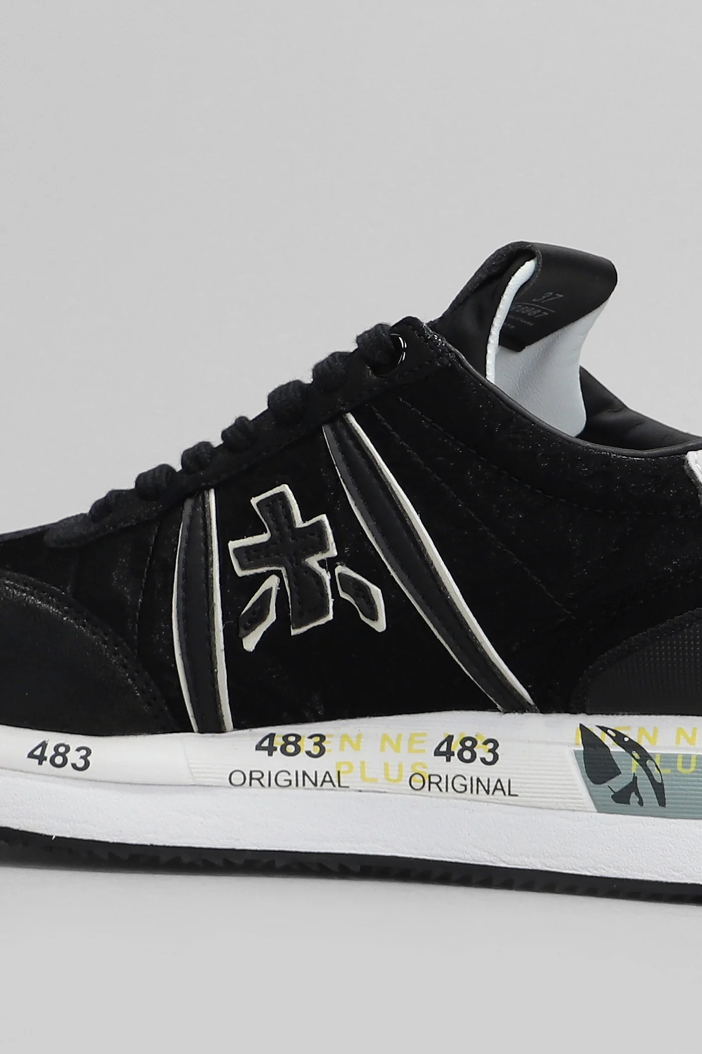 Conny Sneakers in black leather and fabric - Image 5