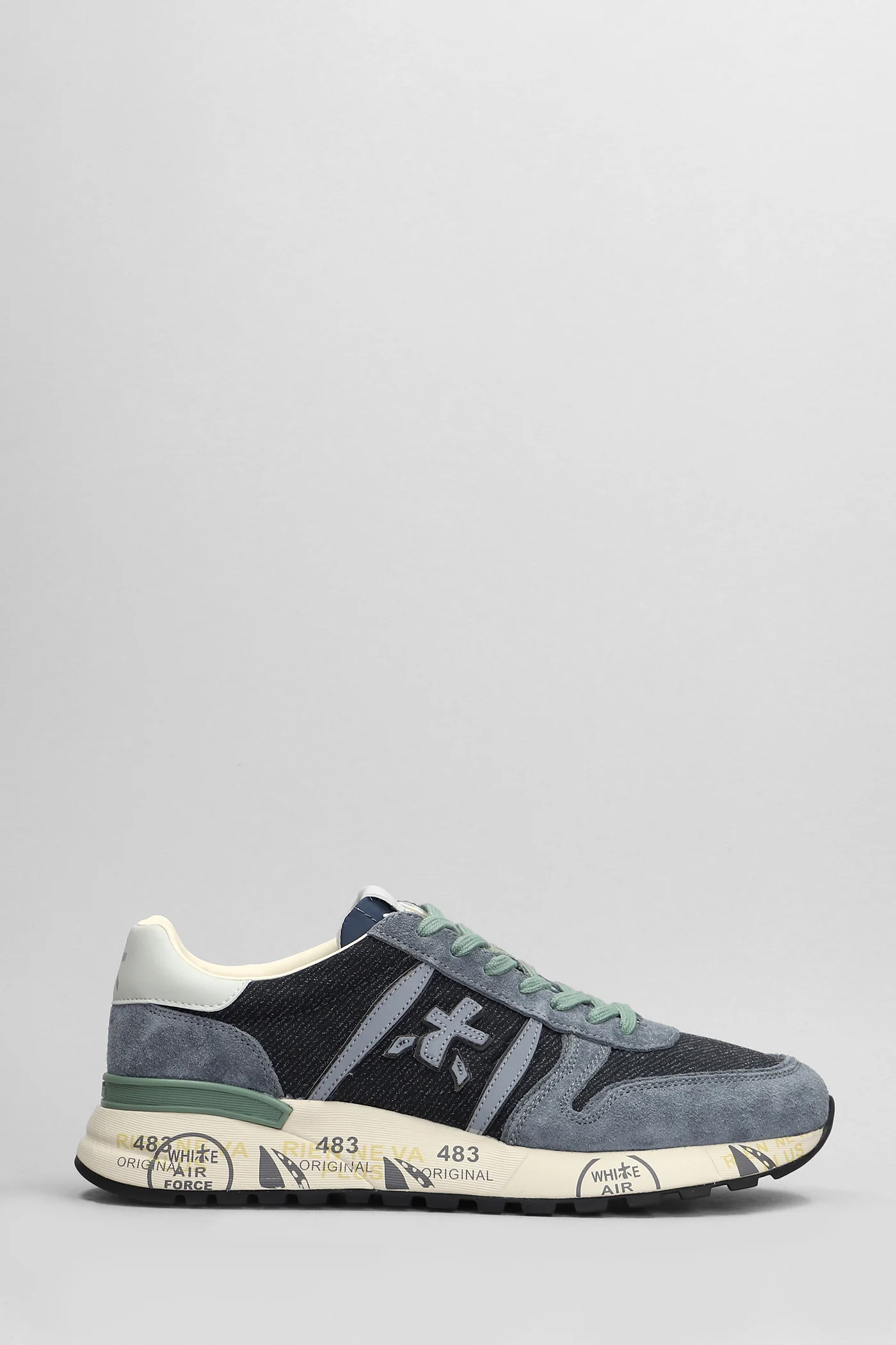 Lander Sneakers in blue Suede and fabric