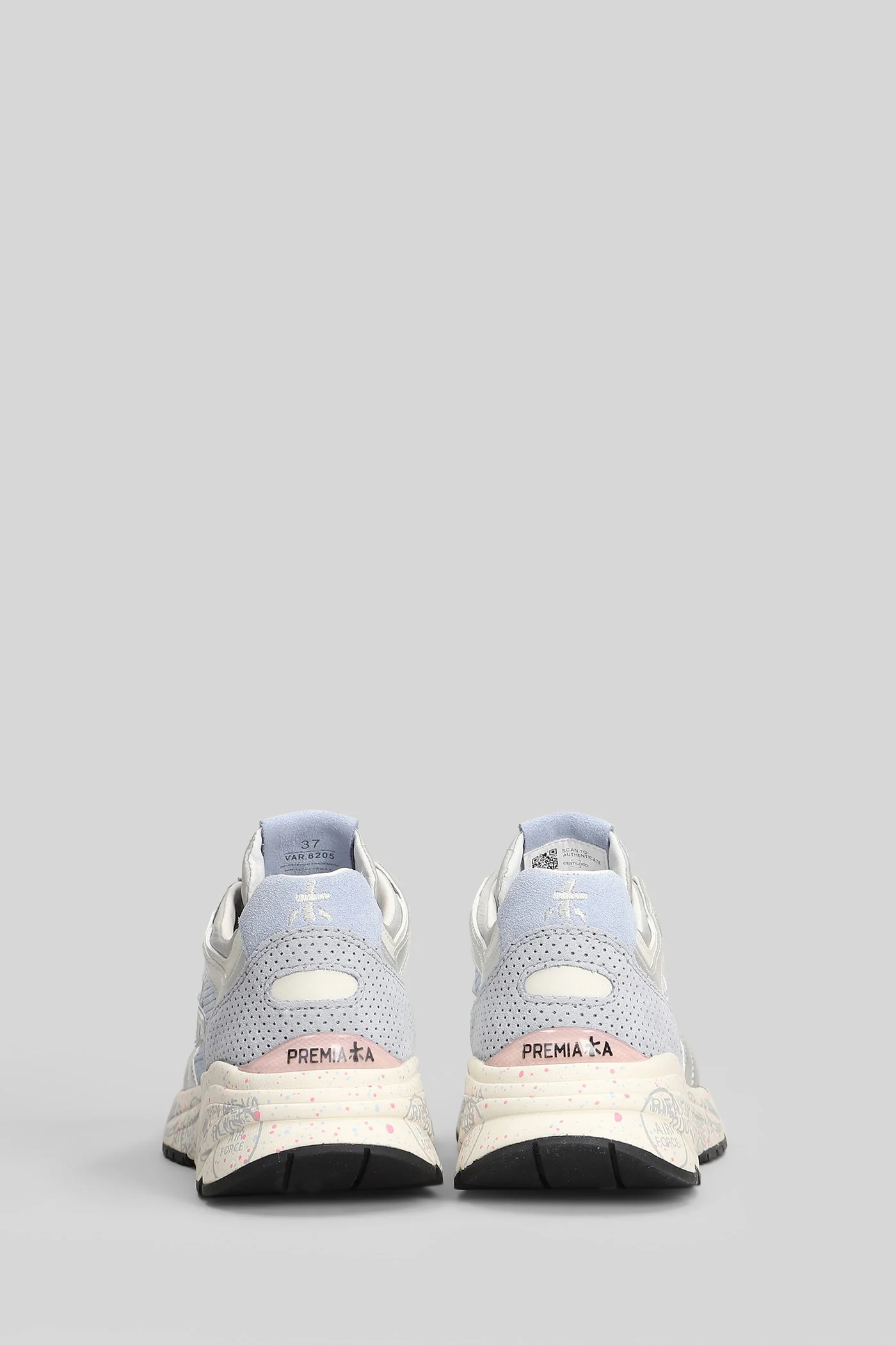Mase Sneakers in cyan leather and fabric - Image 4