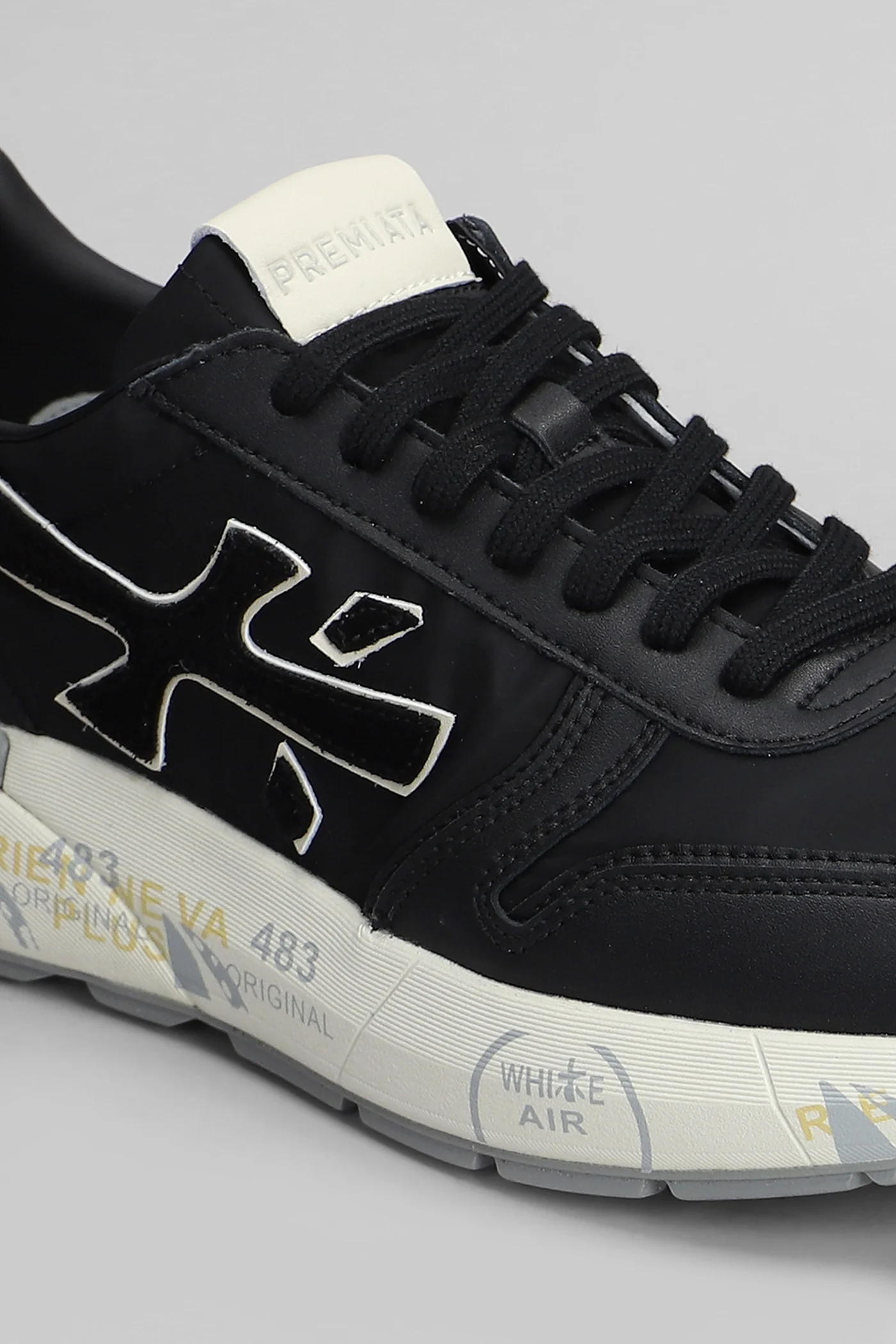 Mick Sneakers in black leather and fabric - Image 5