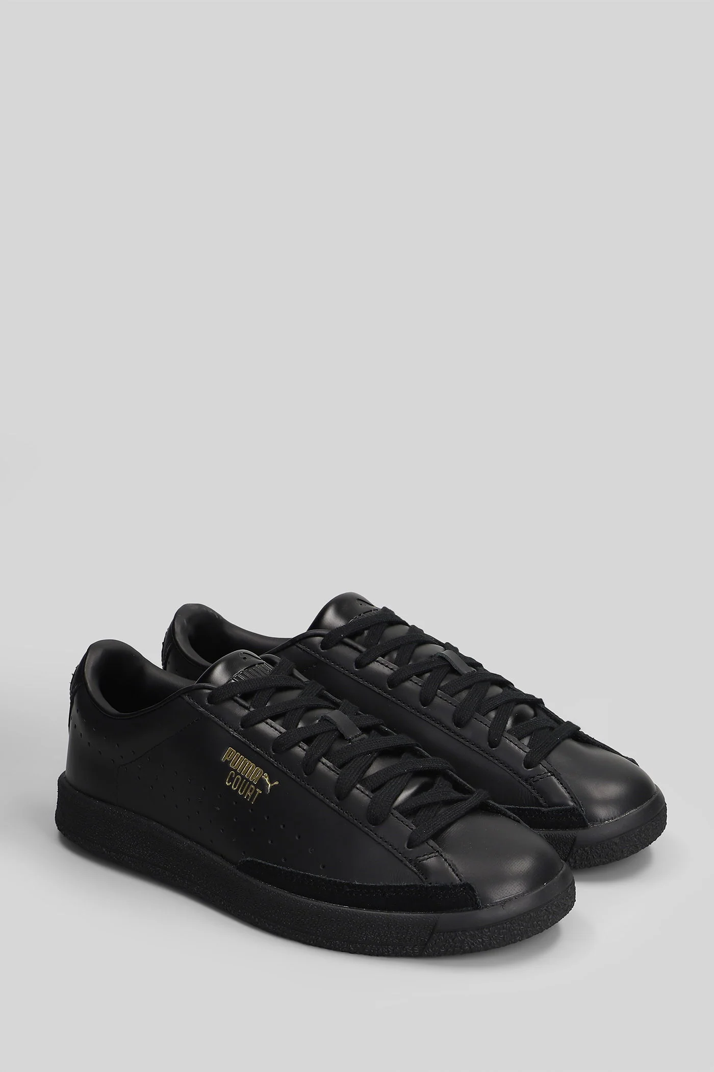 Court Sneakers in black leather - Image 2