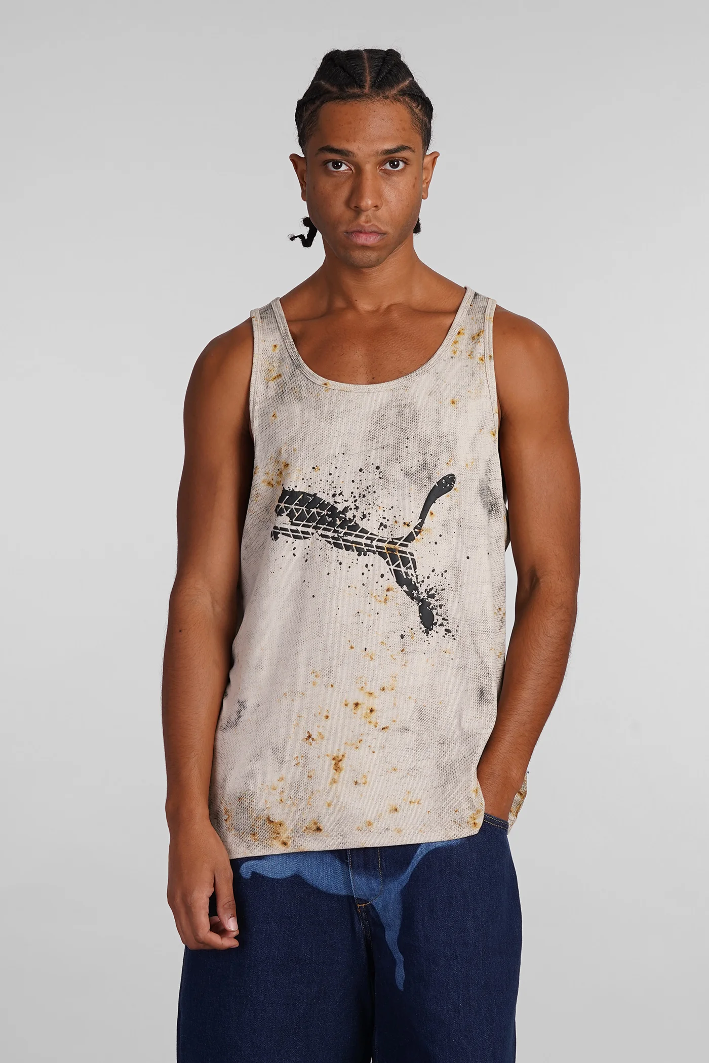 Putty-AOP tank Top in beige polyester