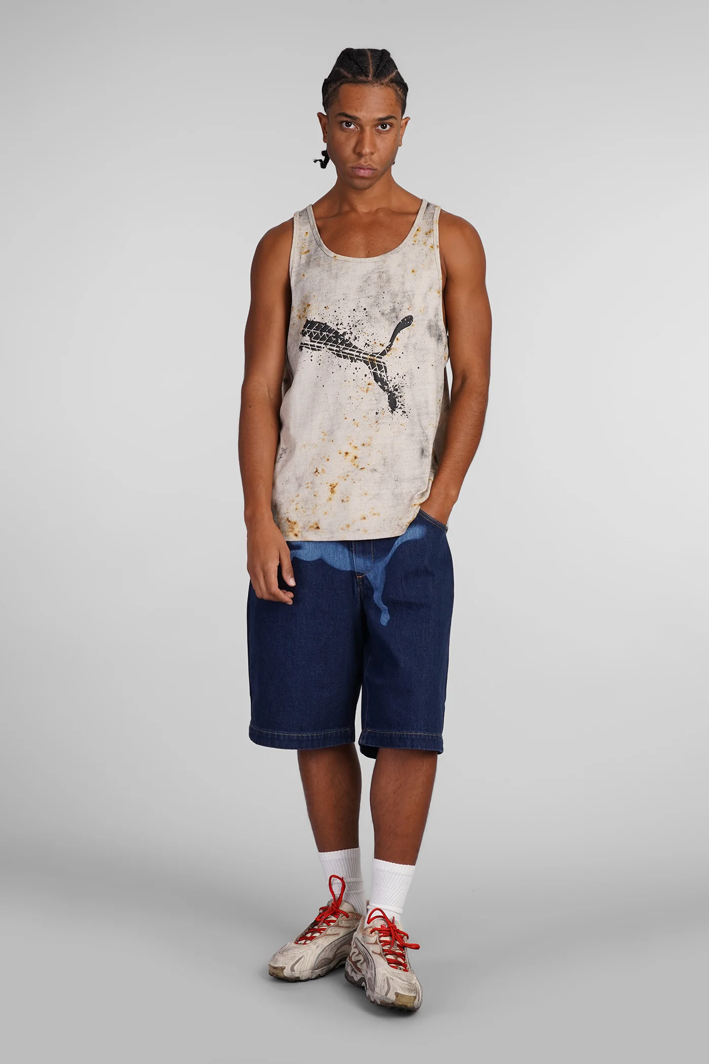 Putty-AOP tank Top in beige polyester - Image 2