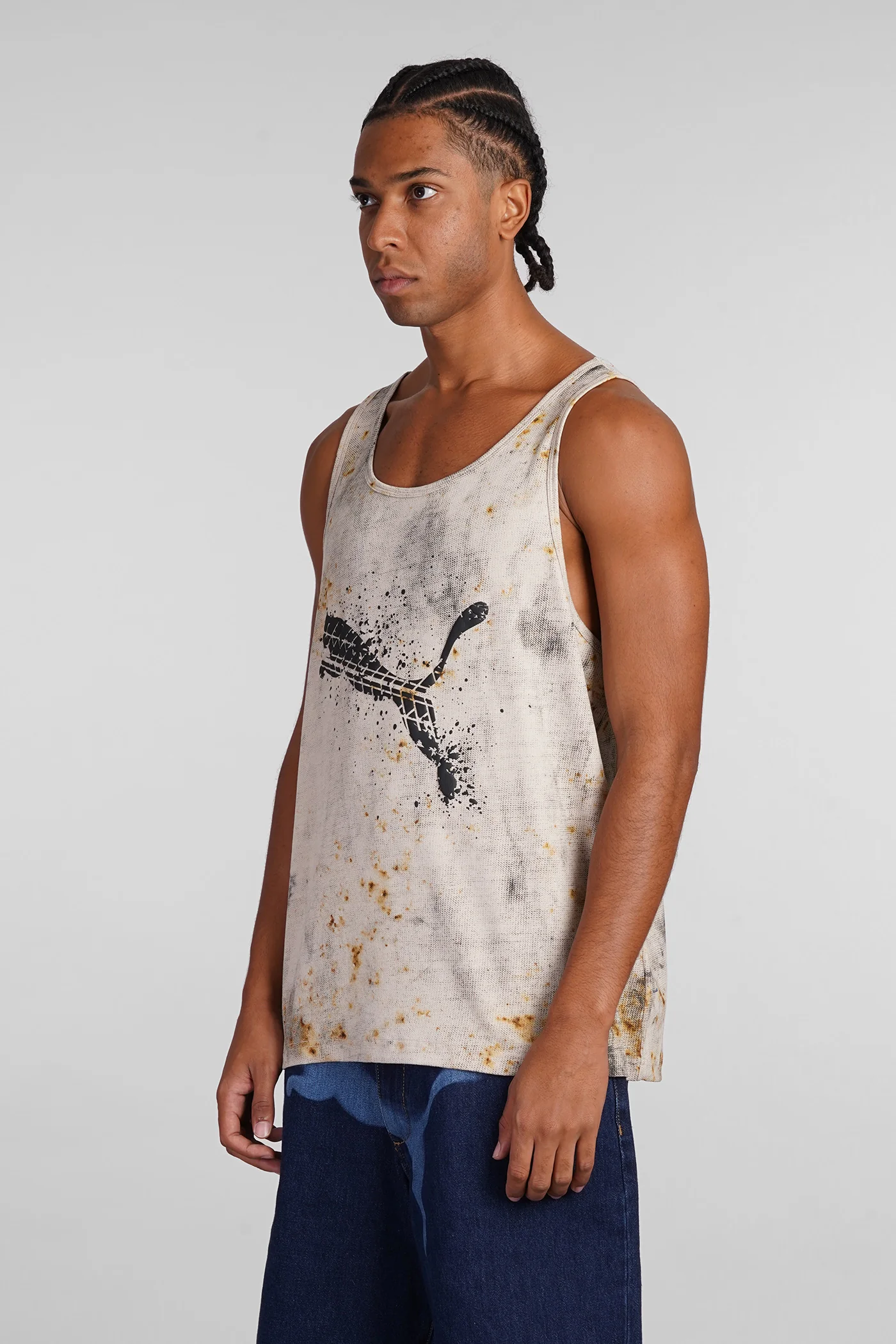 Putty-AOP tank Top in beige polyester - Image 4
