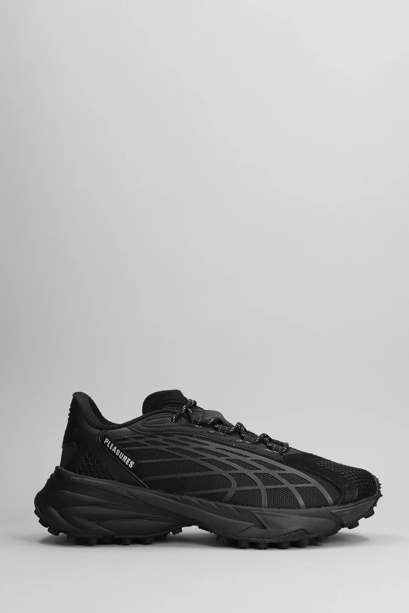 Spirex Pleasures Sneakers in black Suede and fabric