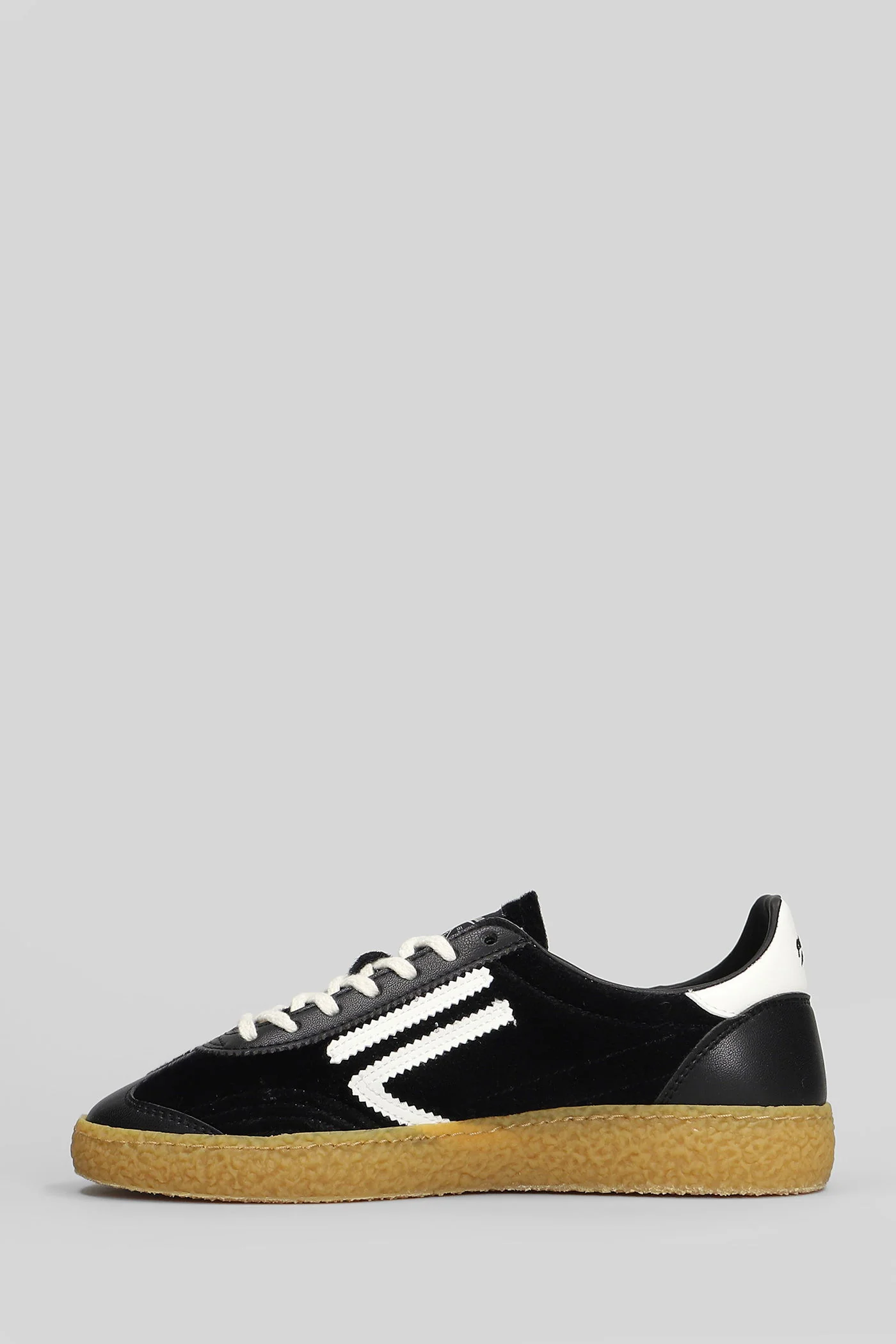 Sneakers in black leather and fabric - Image 3