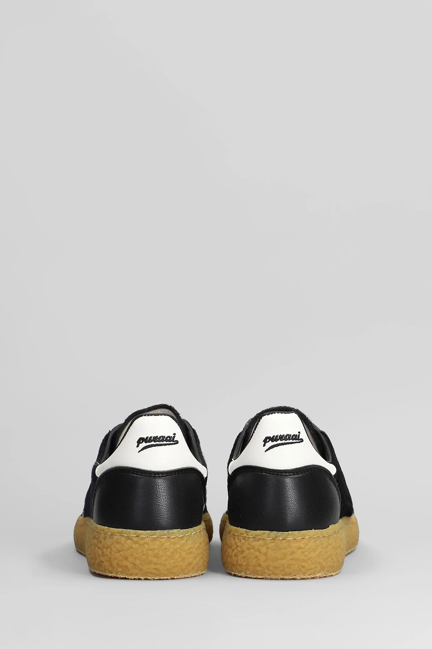 Sneakers in black leather and fabric - Image 4