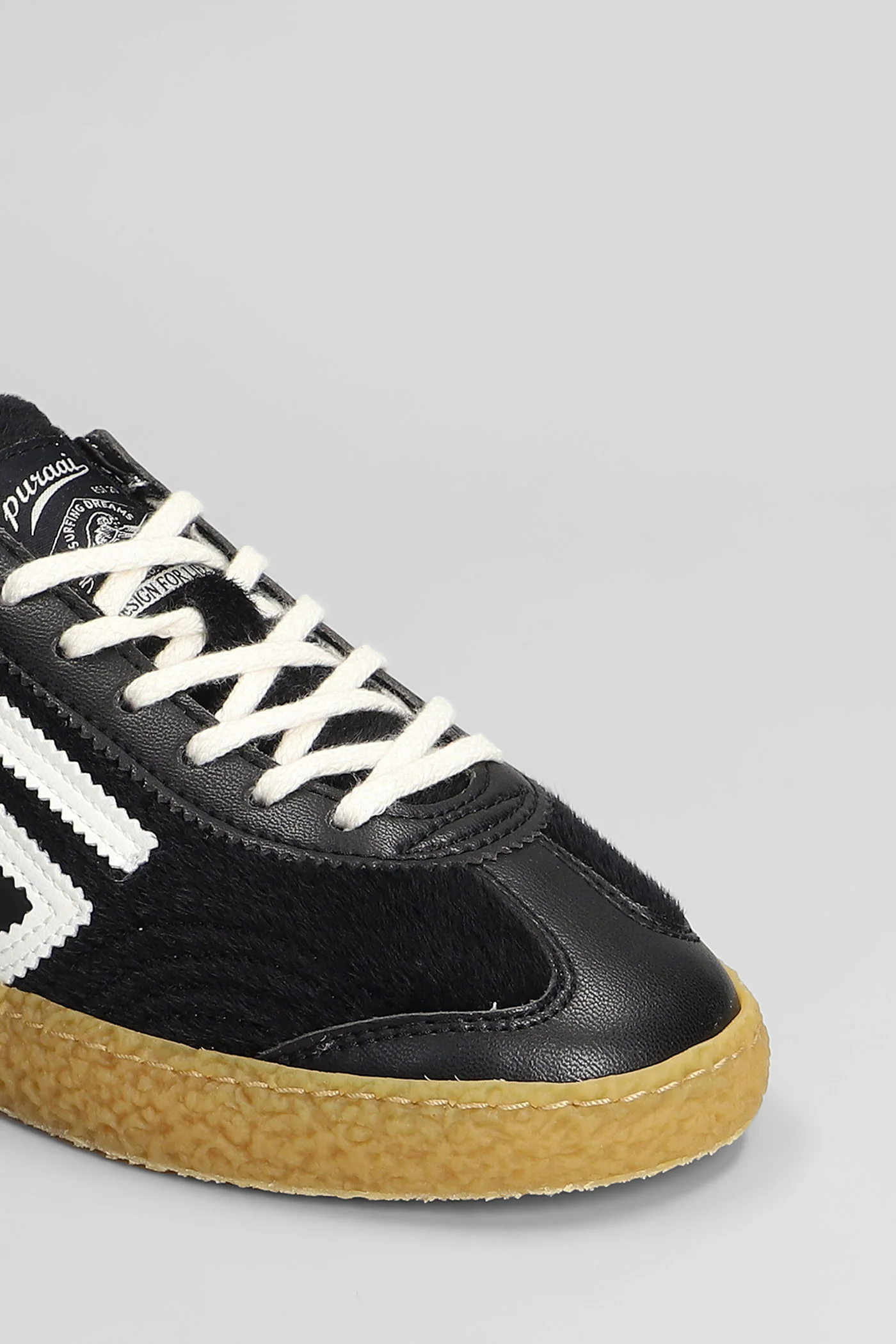 Sneakers in black leather and fabric - Image 5