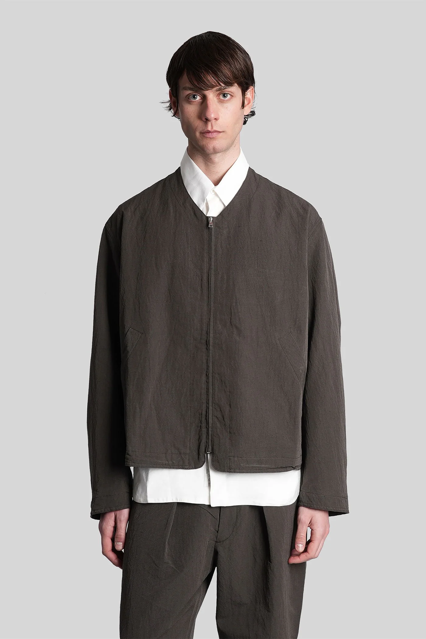 Casual jacket in brown cotton