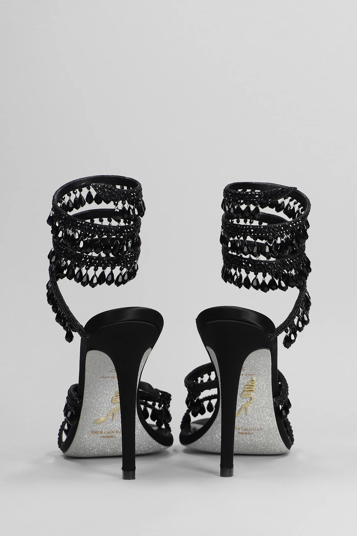 Chandelier Sandals in black satin - Image 4