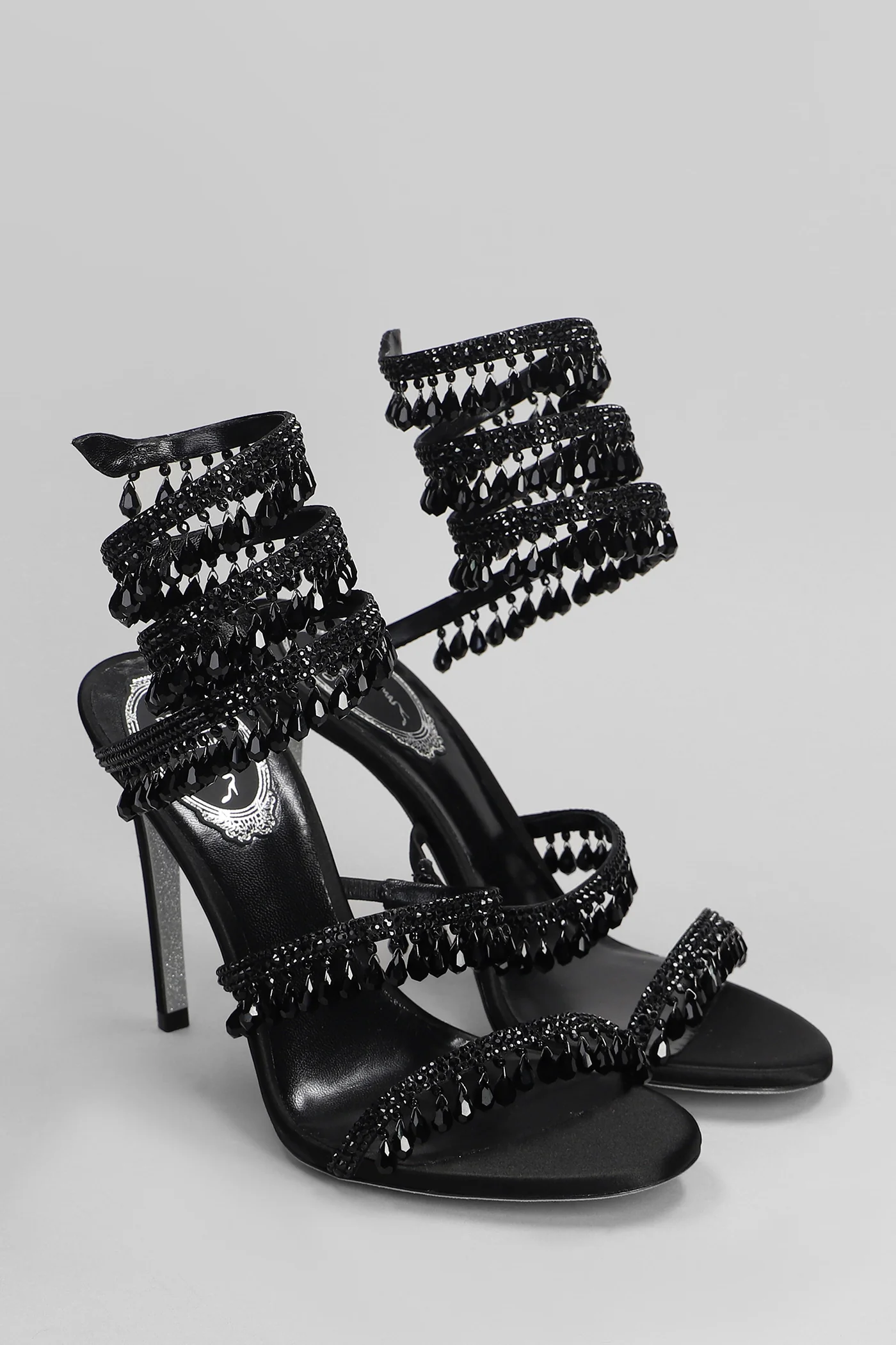 Chandelier Sandals in black satin - Image 2