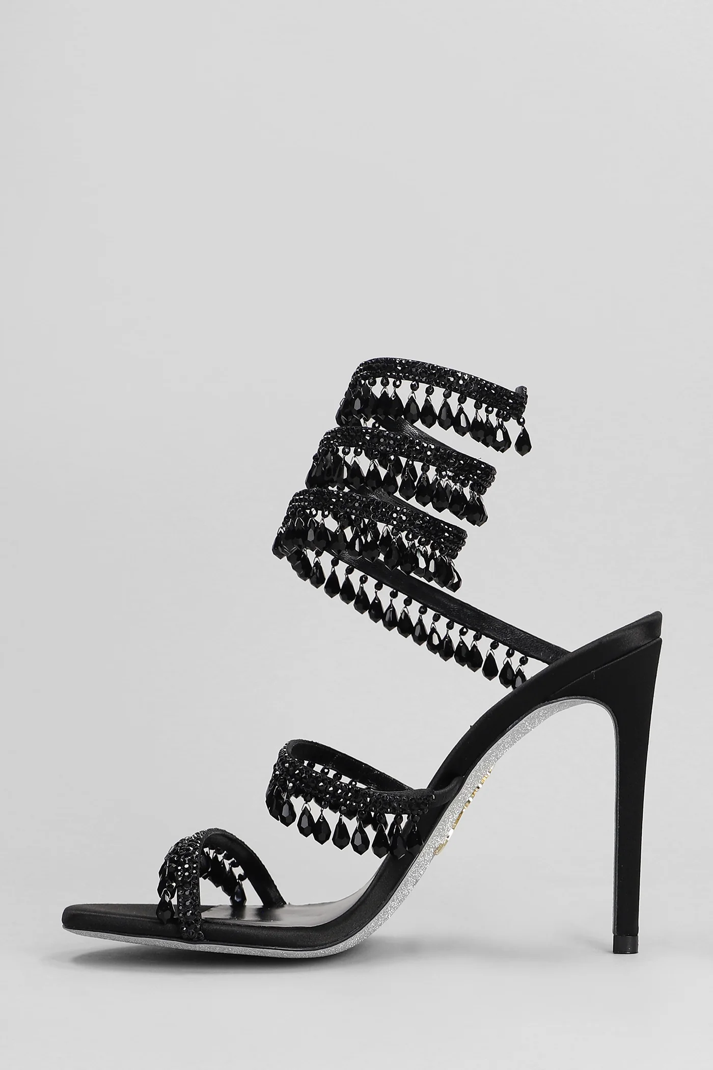 Chandelier Sandals in black satin - Image 3
