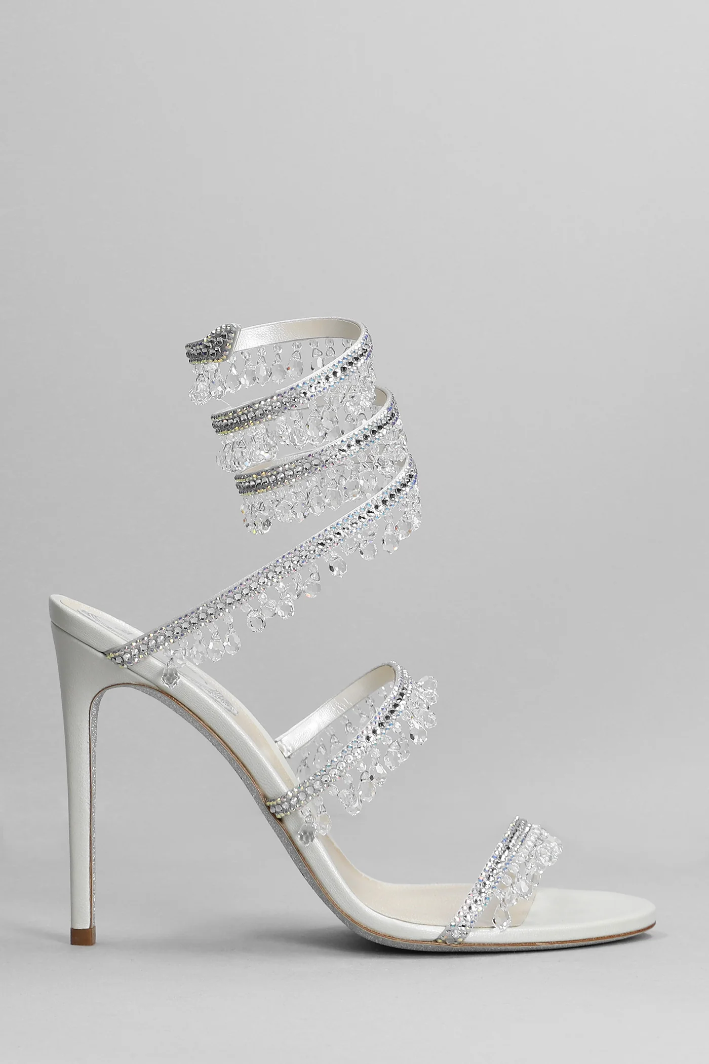 Chandelier Sandals in white satin