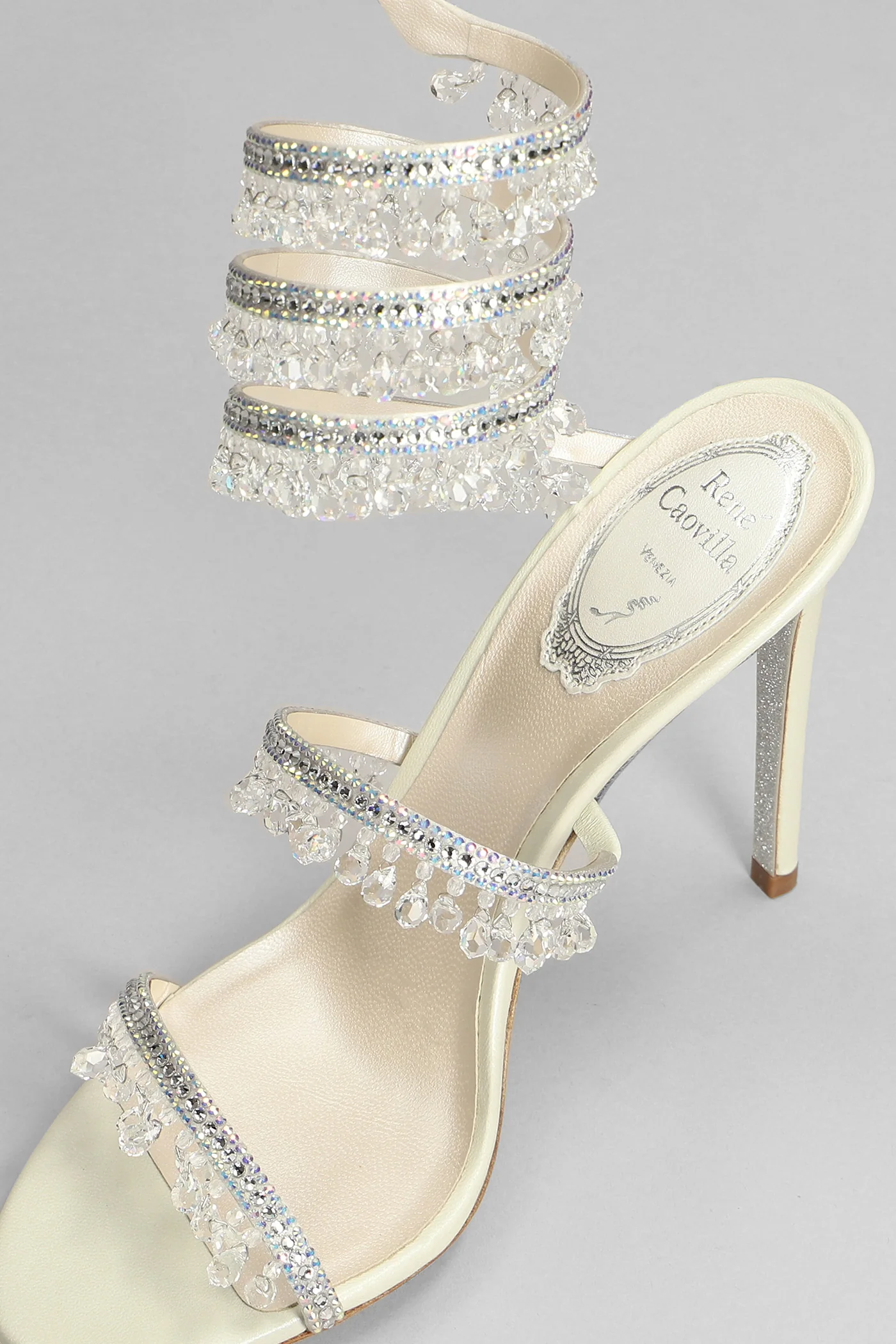 Chandelier Sandals in white satin - Image 5