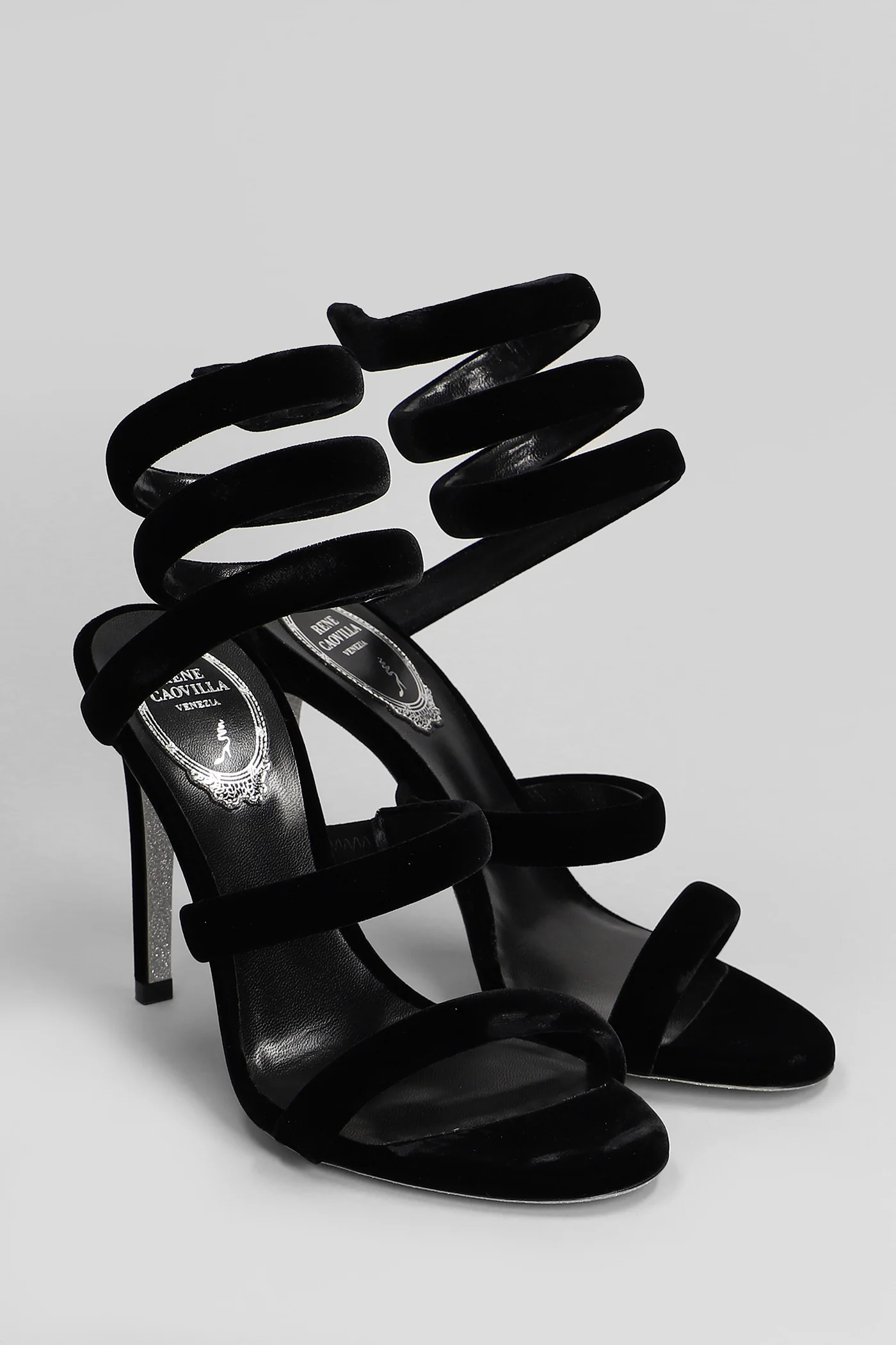 Cleo Sandals in black velvet - Image 2
