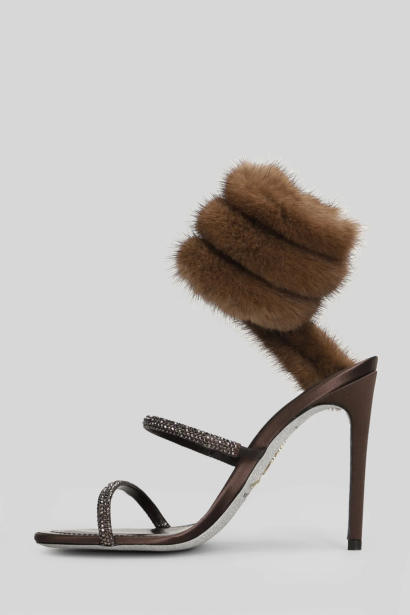 Lindsei Sandals in brown satin - Image 3