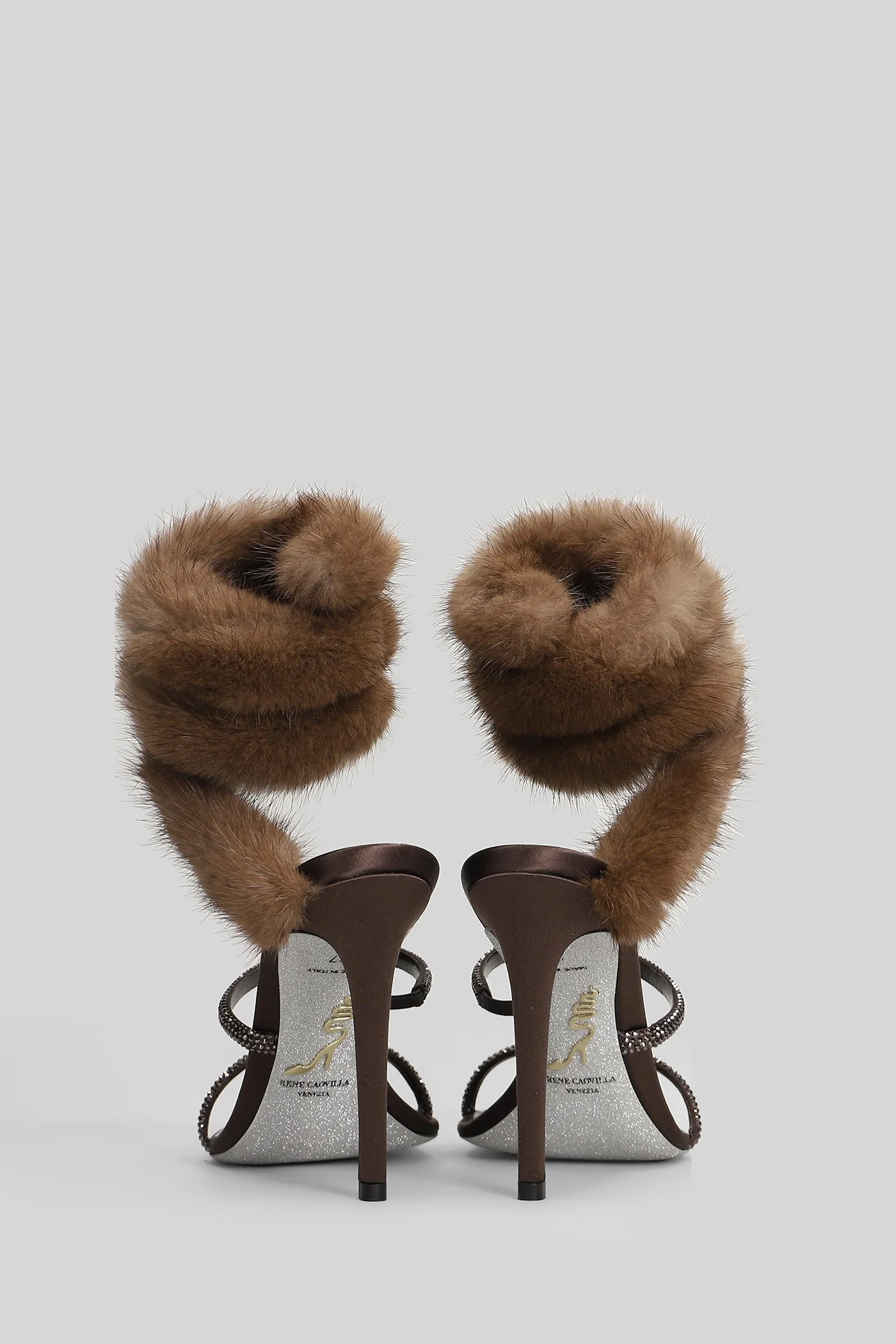 Lindsei Sandals in brown satin - Image 4
