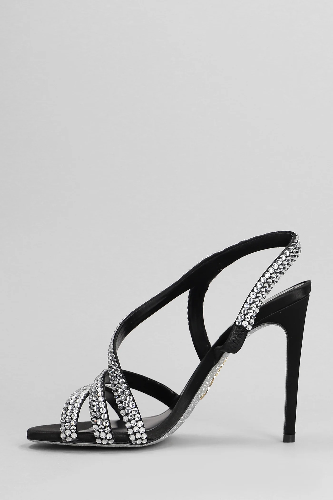 Lisa Sandals in black satin - Image 3