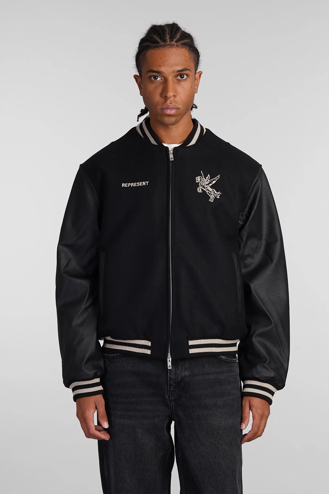 Bomber Jacket in black wool