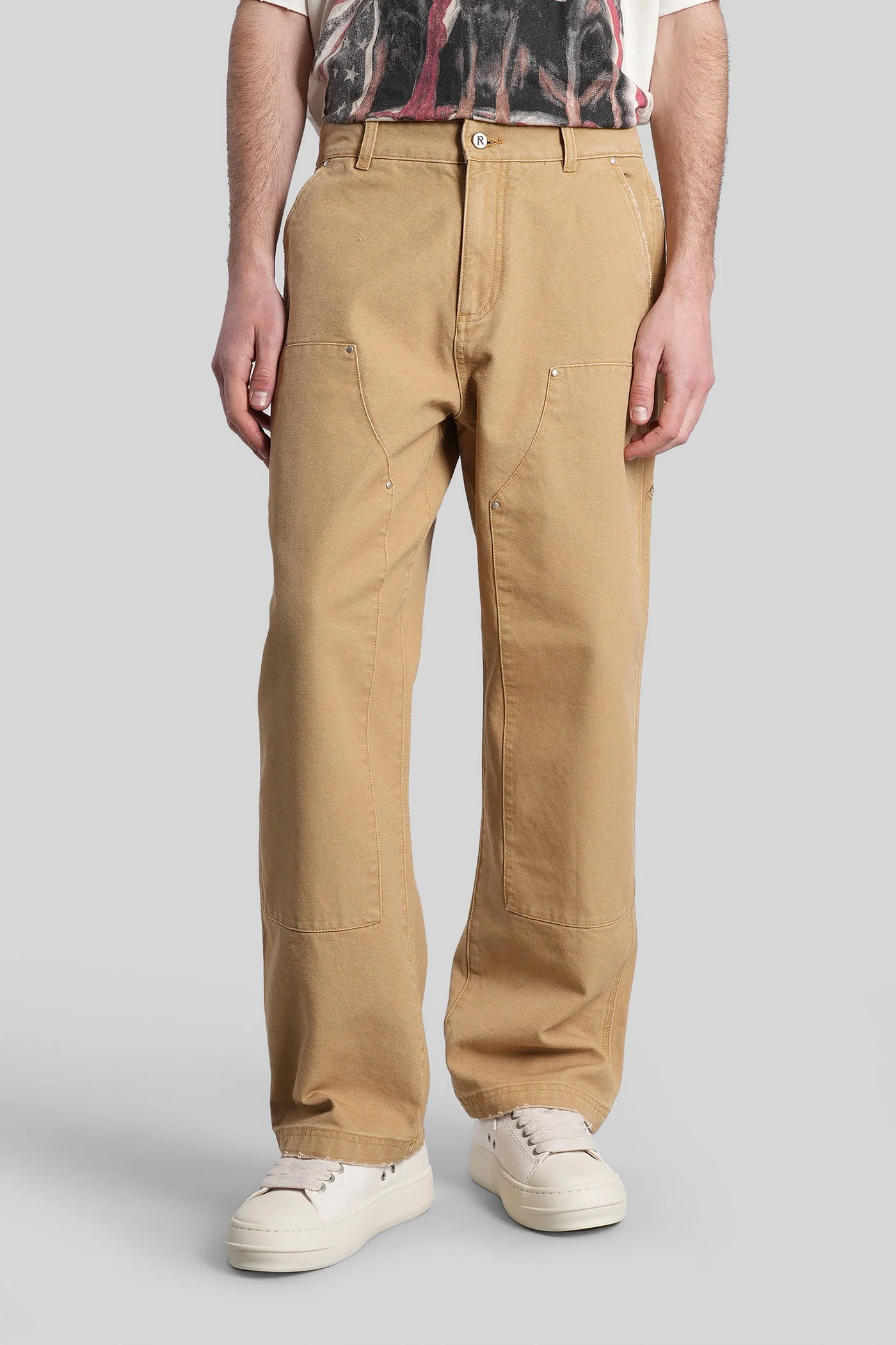 Pants in beige cotton