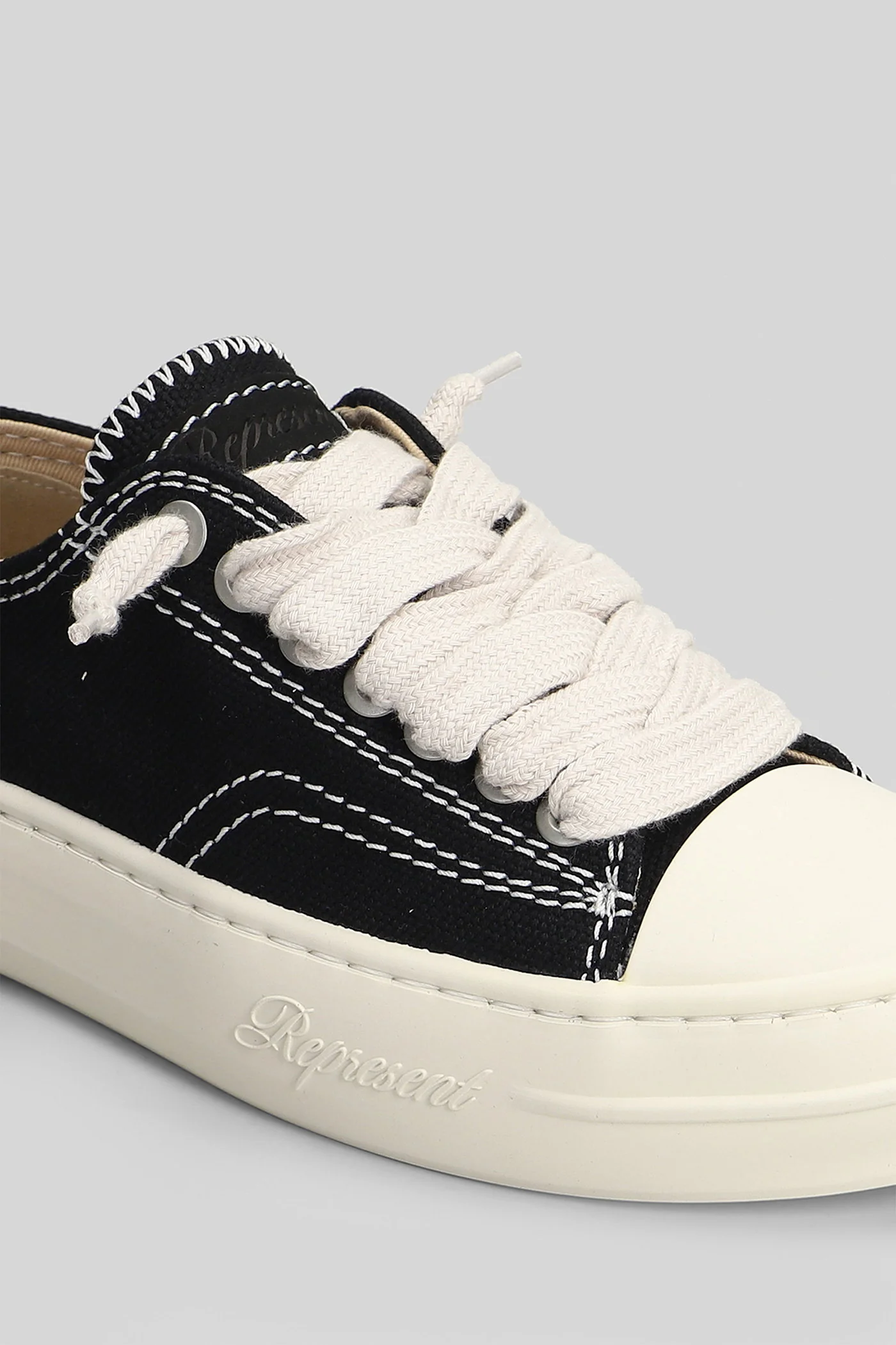 Rep cap Sneakers in black cotton - Image 5