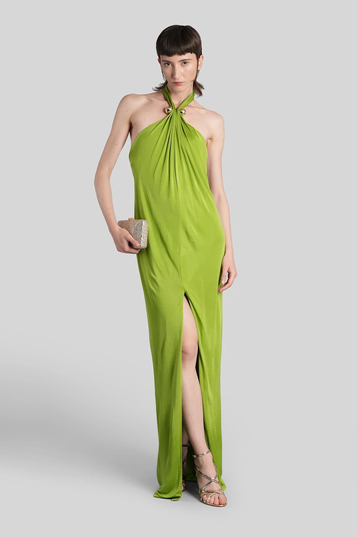 Becs Long dress in green viscose - Image 2