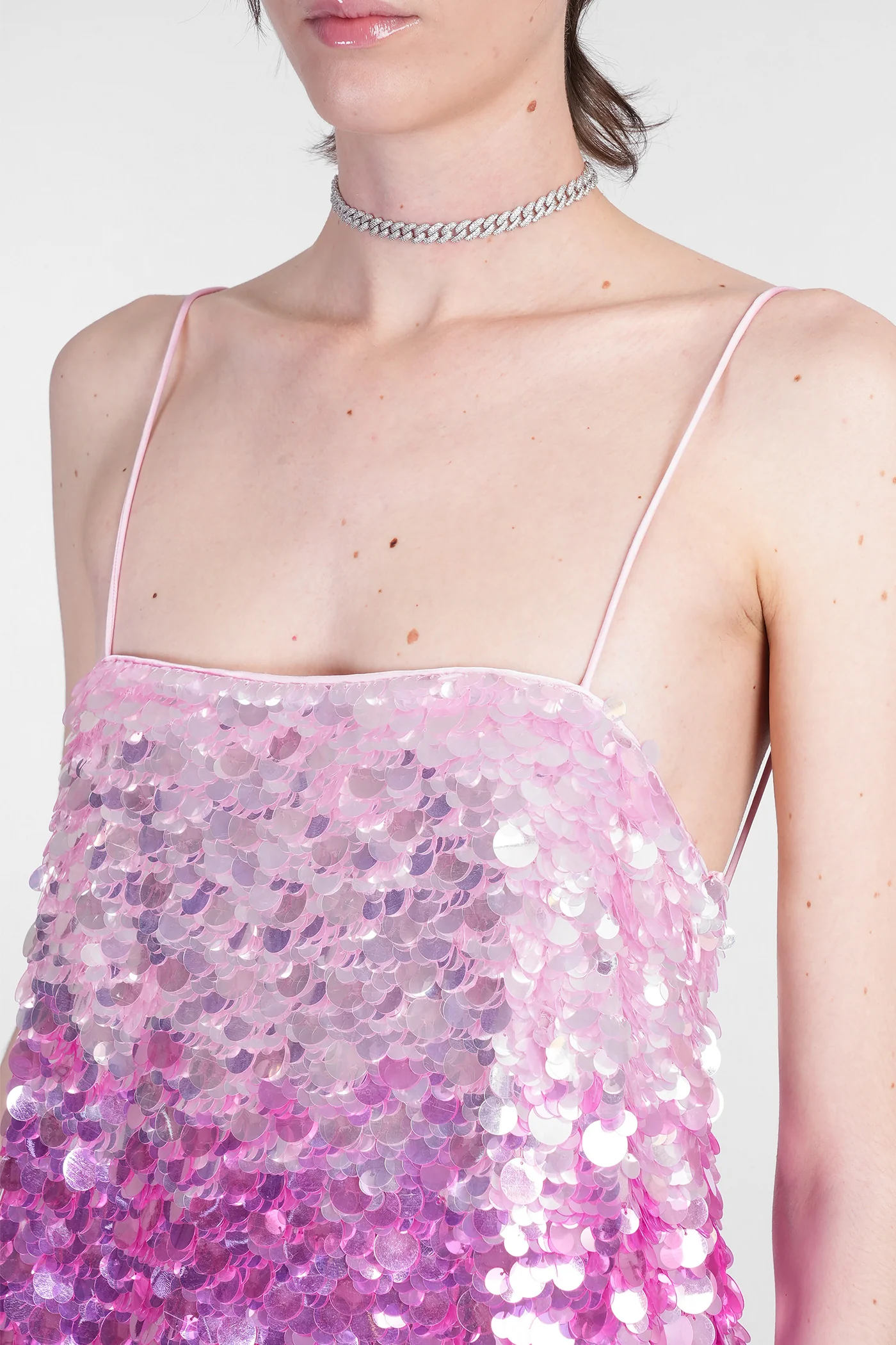 Eleanora Mini dress in rose-pink polyester - Image 5