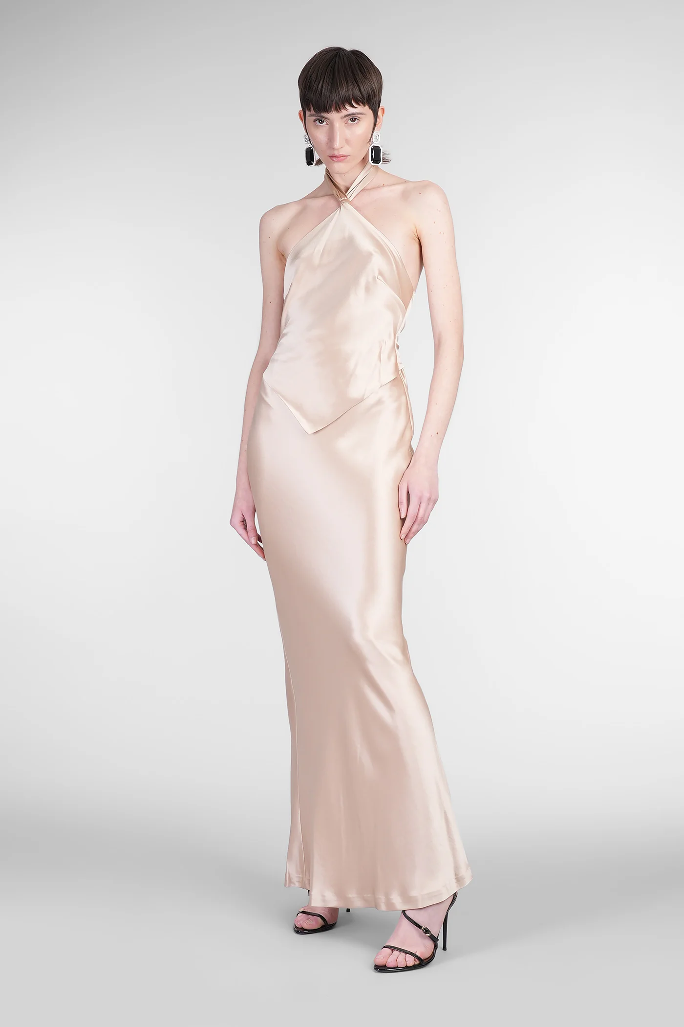 Ester Long dress in gold acetate - Image 2