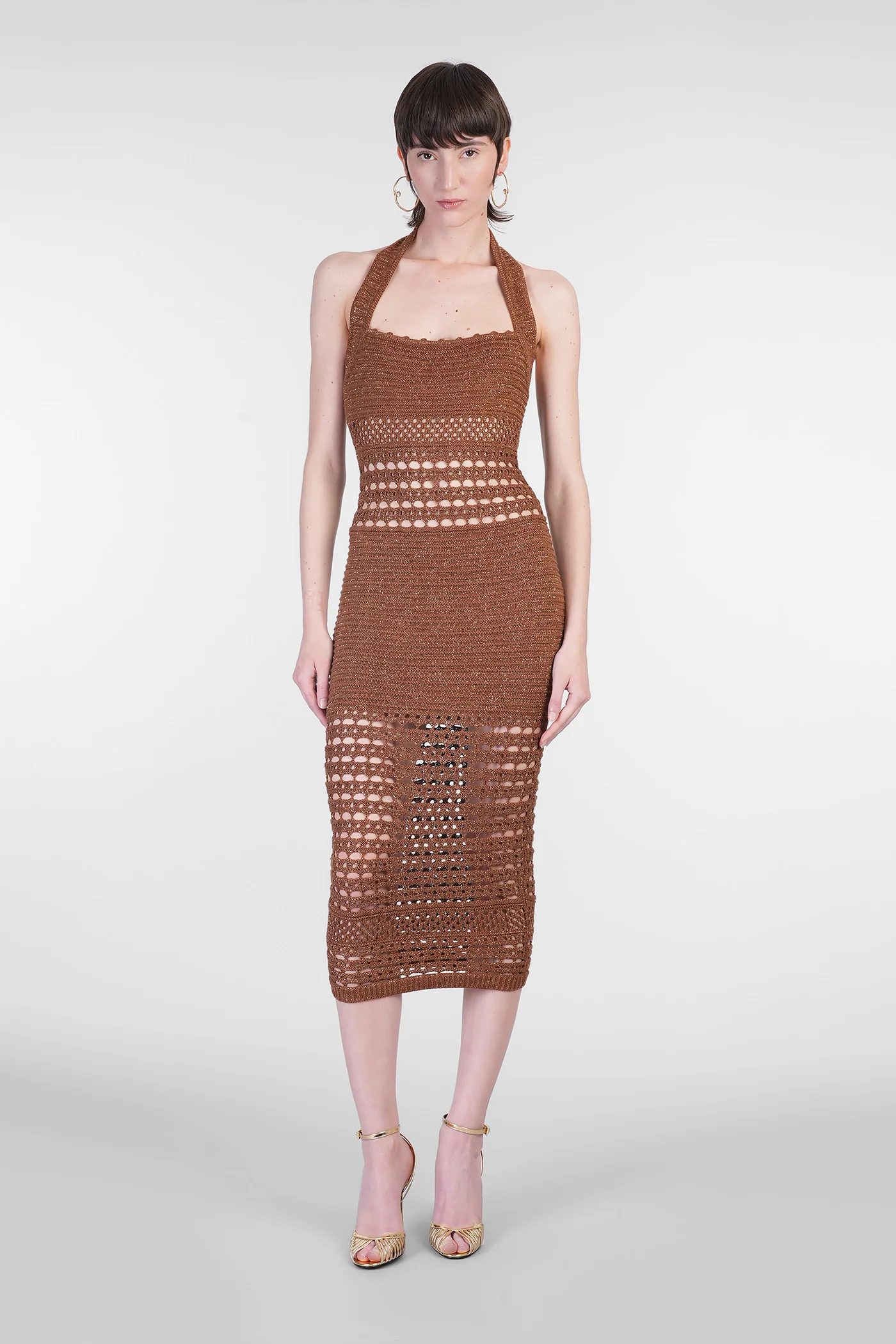 Jaycee Long dress in brown cotton