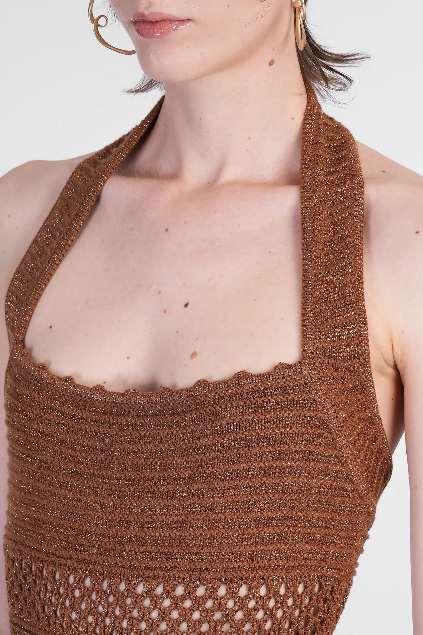 Jaycee Long dress in brown cotton - Image 5