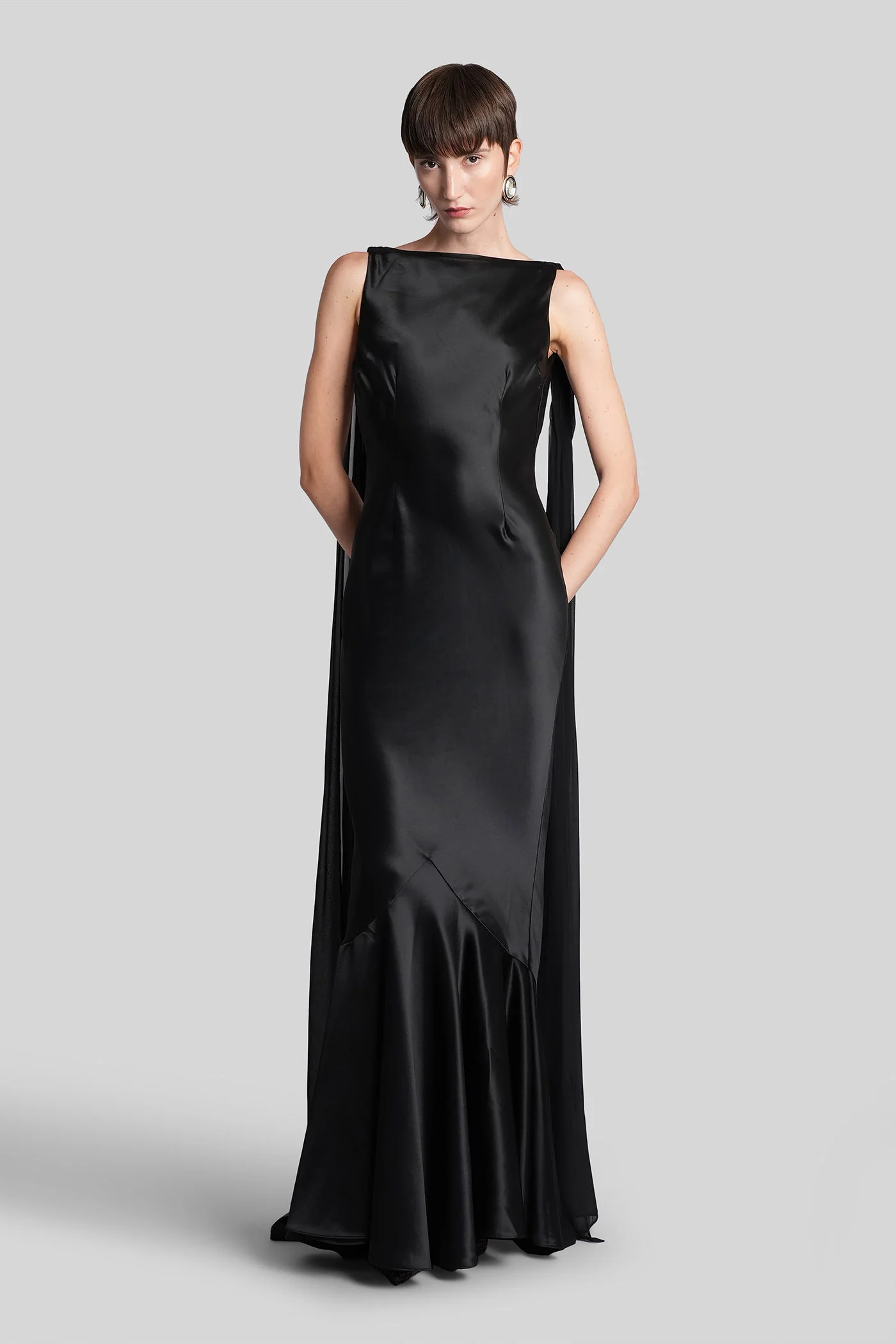 Julia Long dress in black acetate