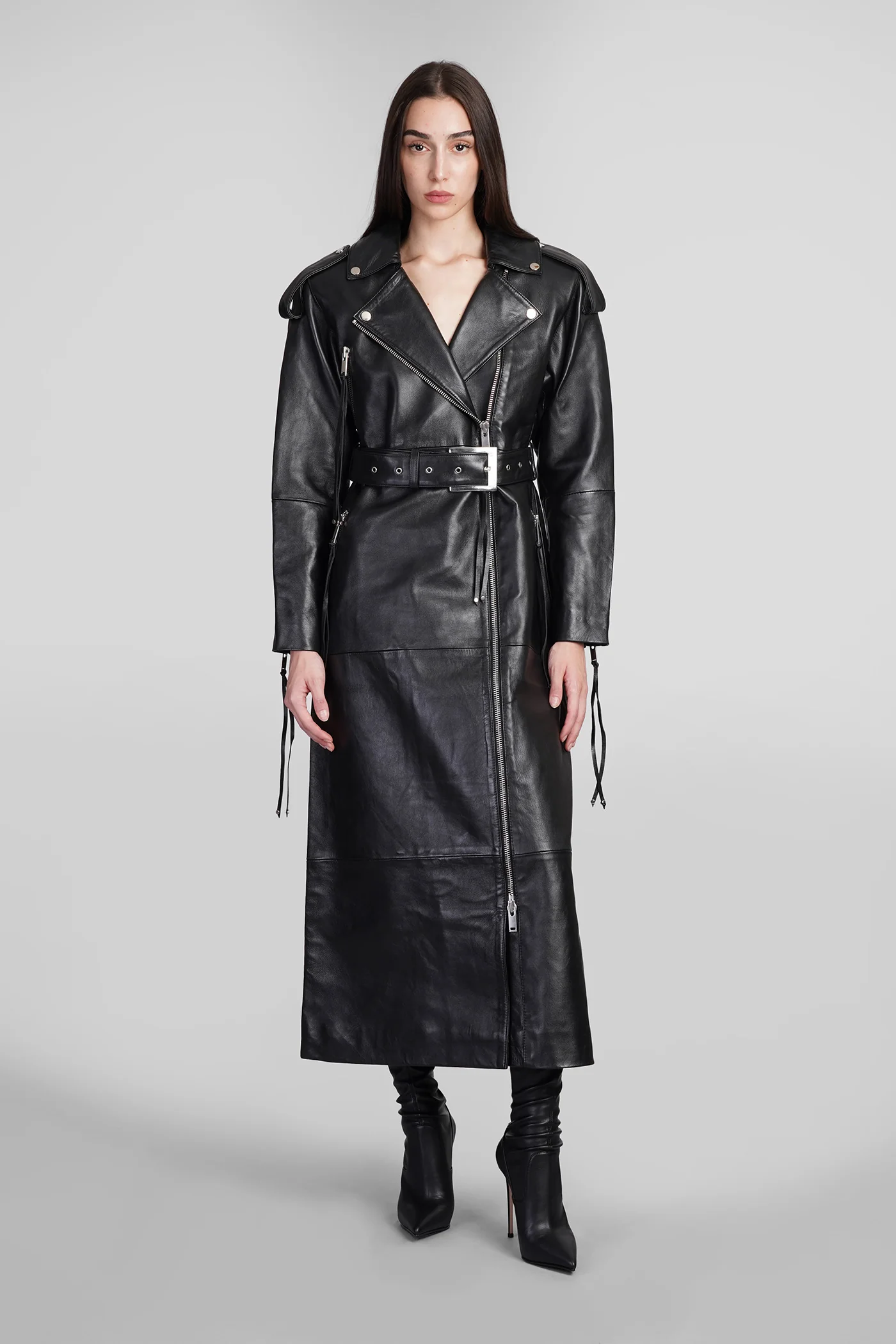 Knightley Trench in black leather