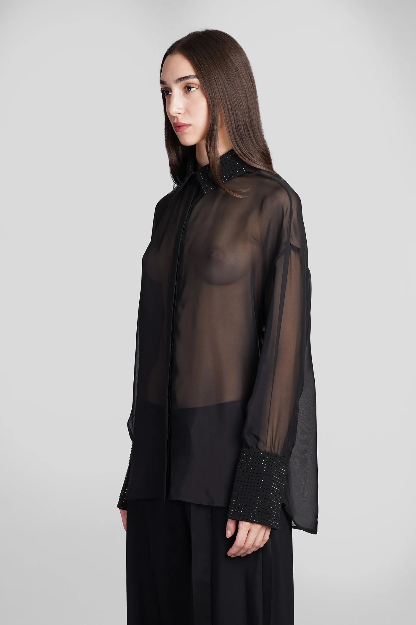 Lovelyn Shirt in black silk - Image 4
