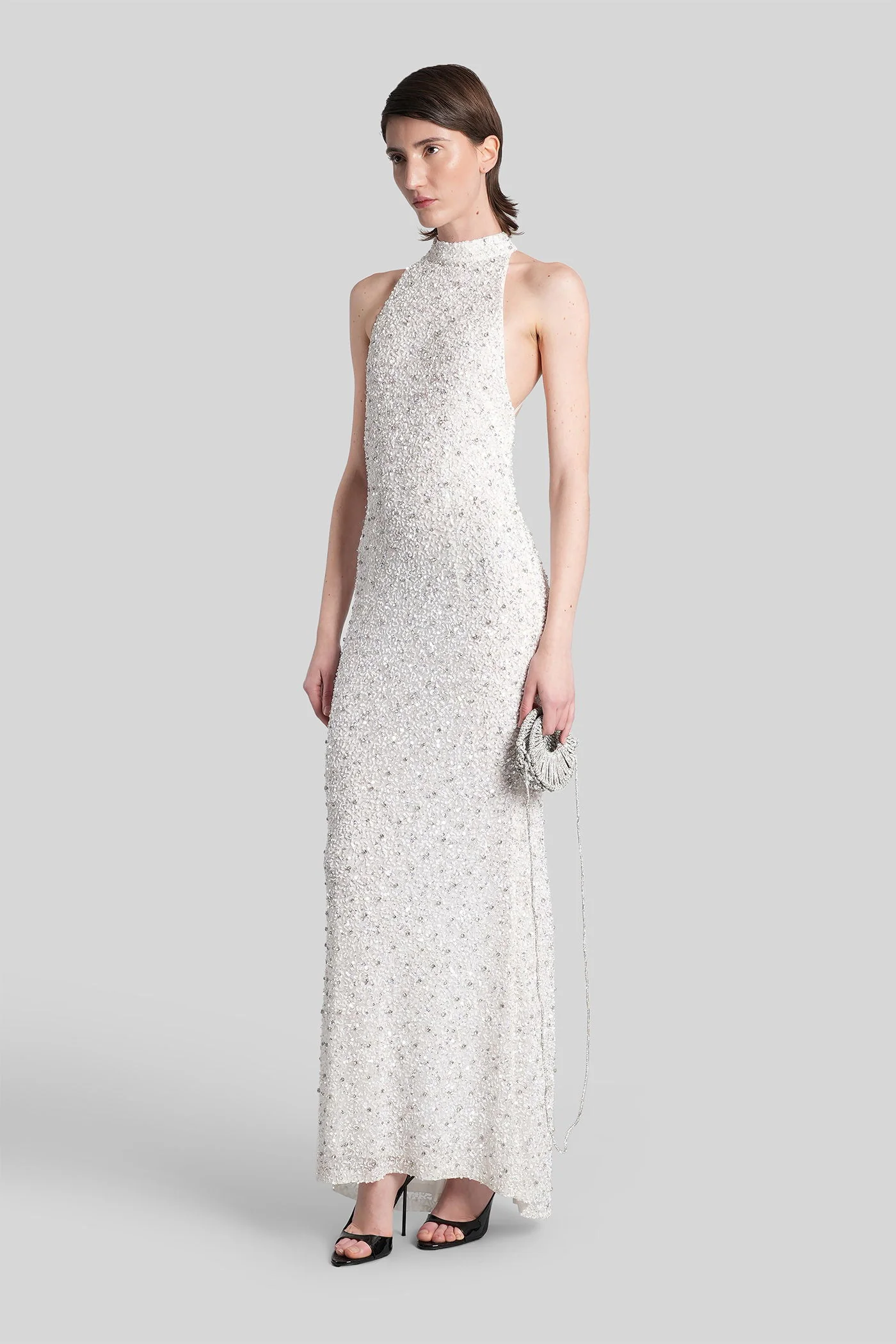 Olivia Long dress in white nylon - Image 4