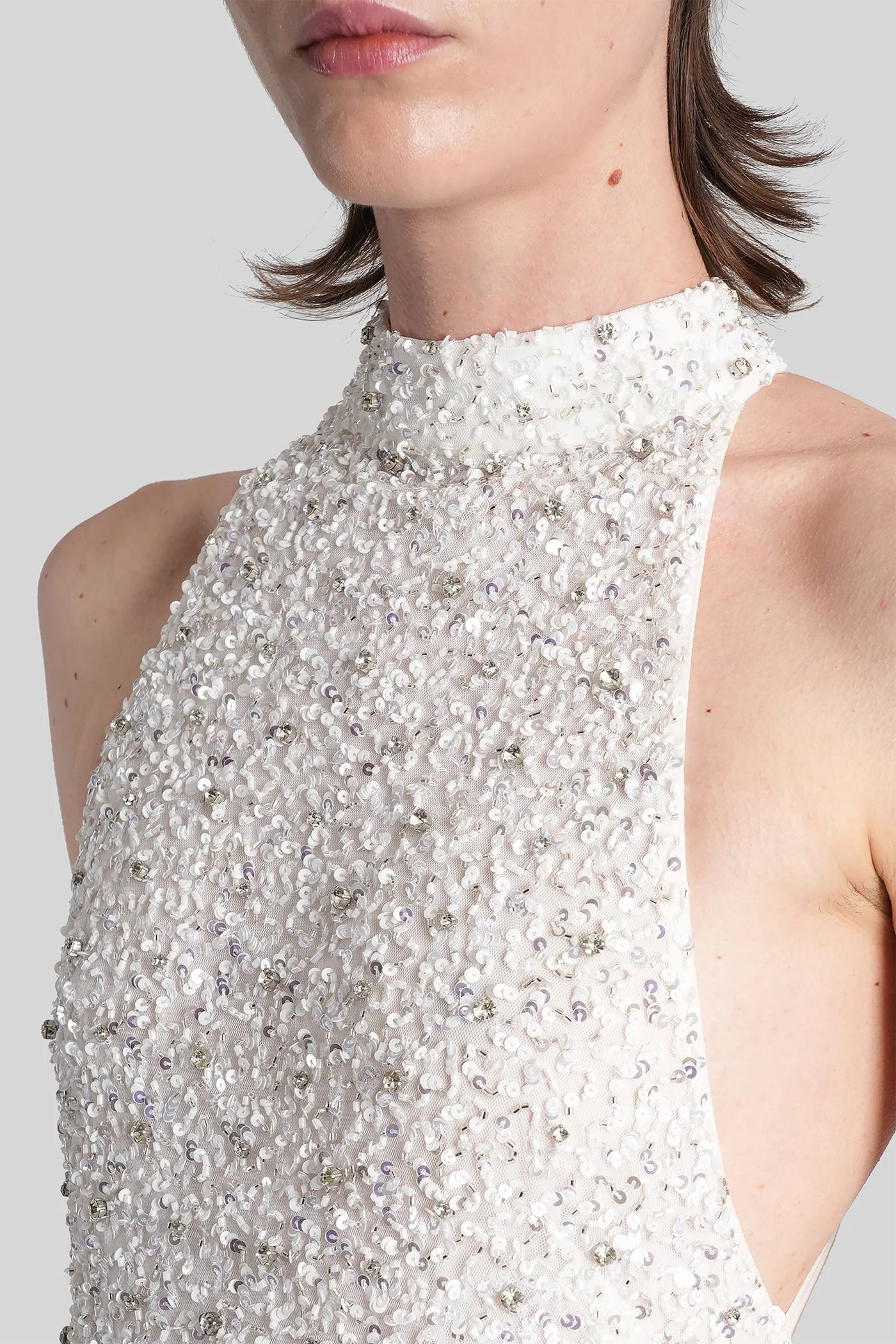 Olivia Long dress in white nylon - Image 5