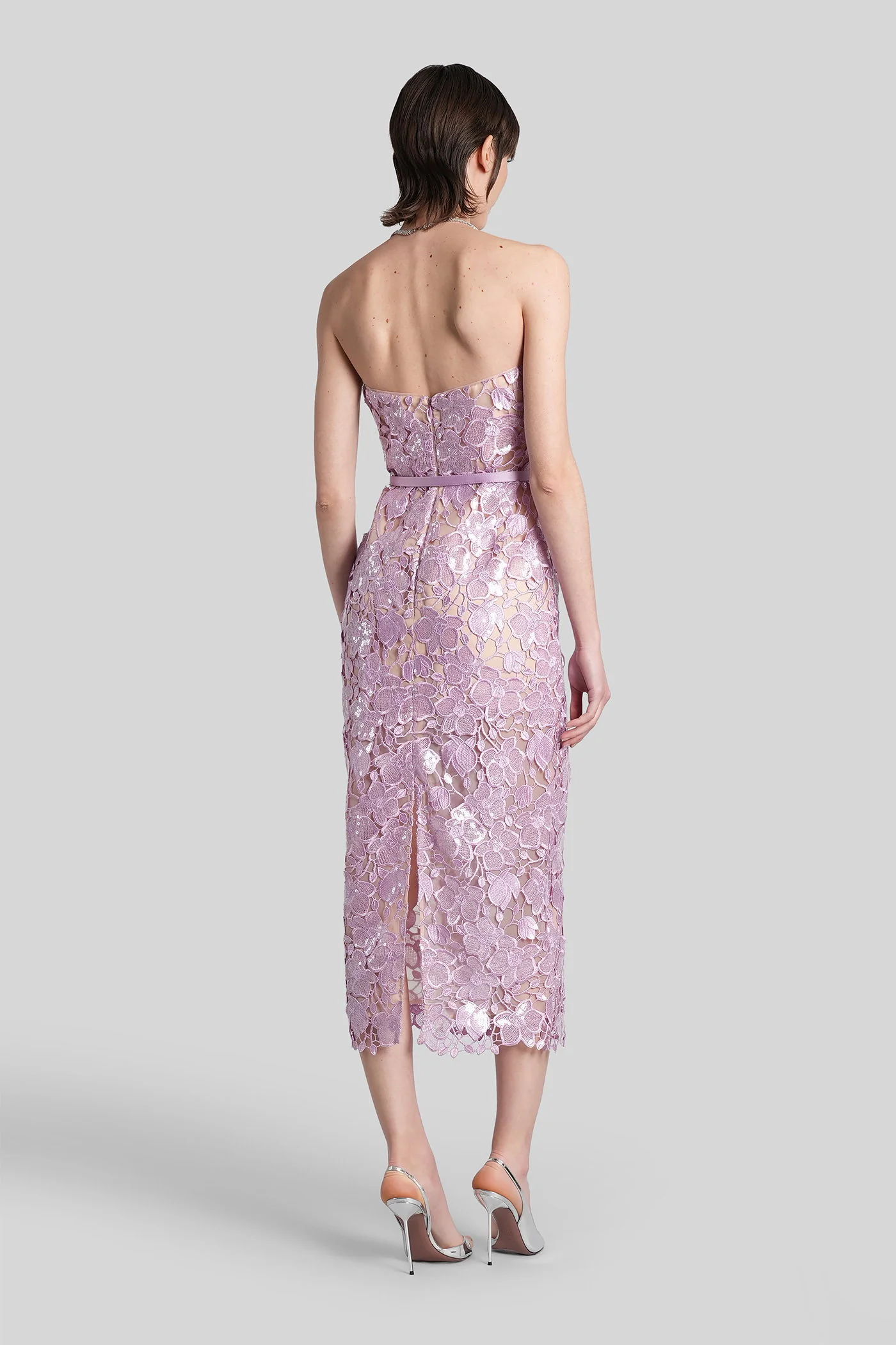 Rowena Long dress in rose-pink polyester - Image 3