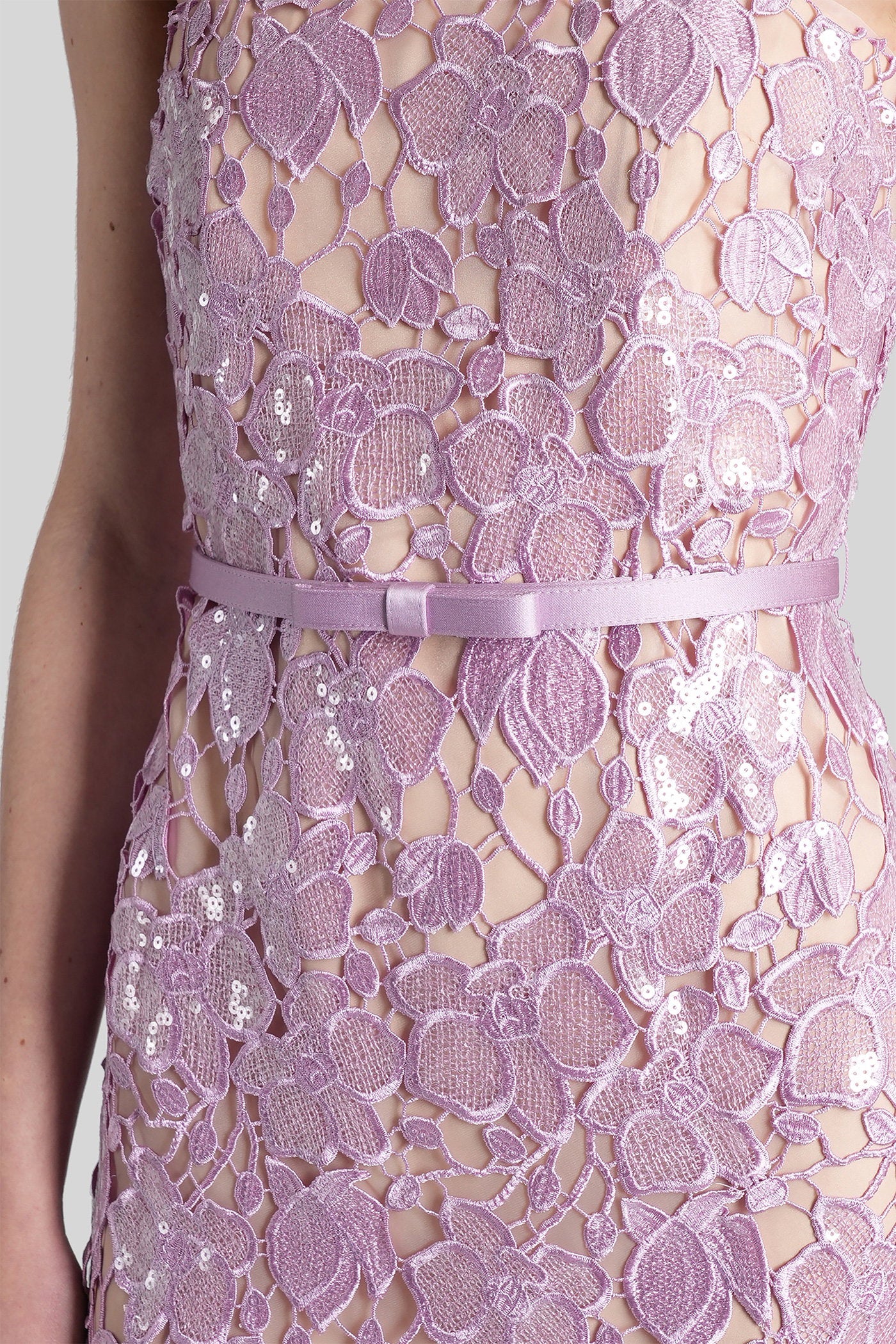 Rowena Long dress in rose-pink polyester - Image 5