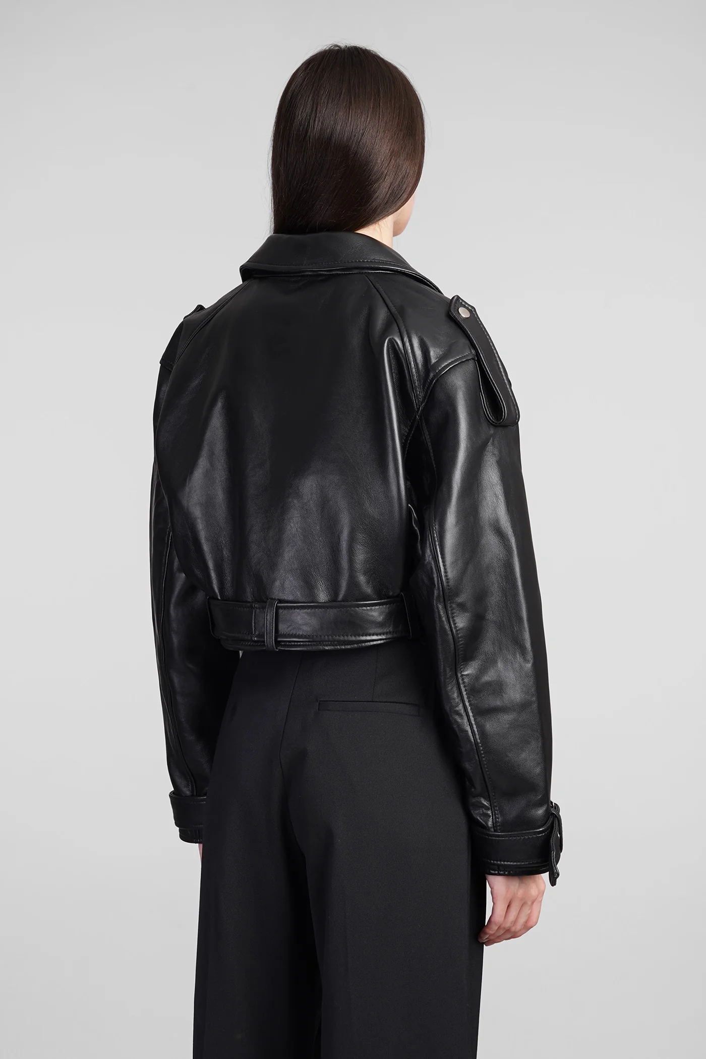 Victoria Biker jacket in black leather - Image 3