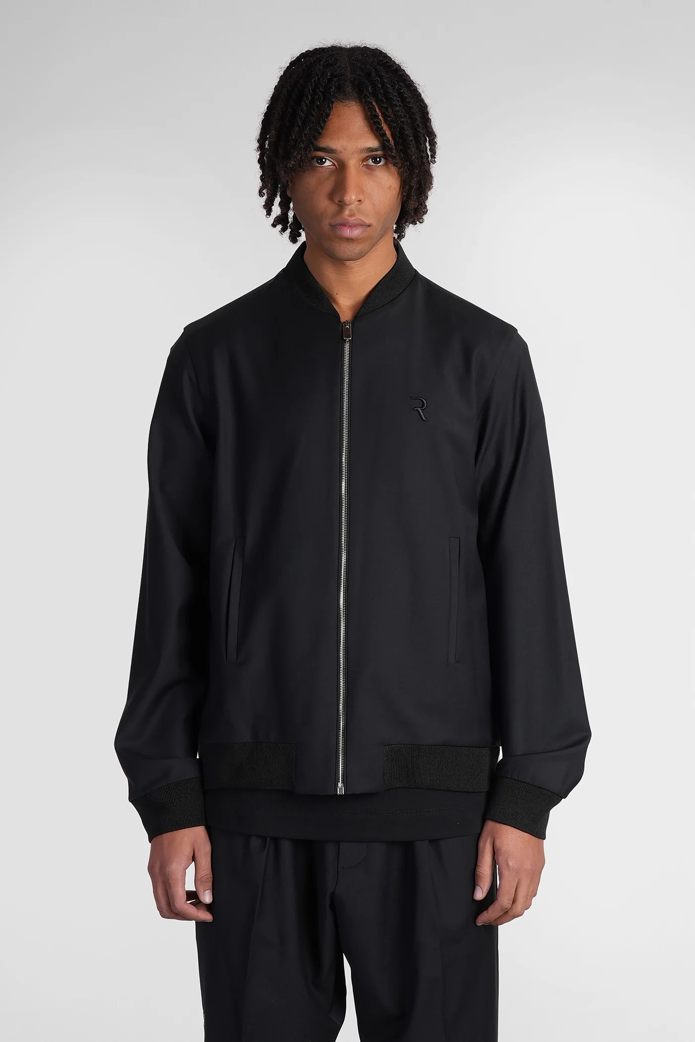 Bomber Jacket in black wool