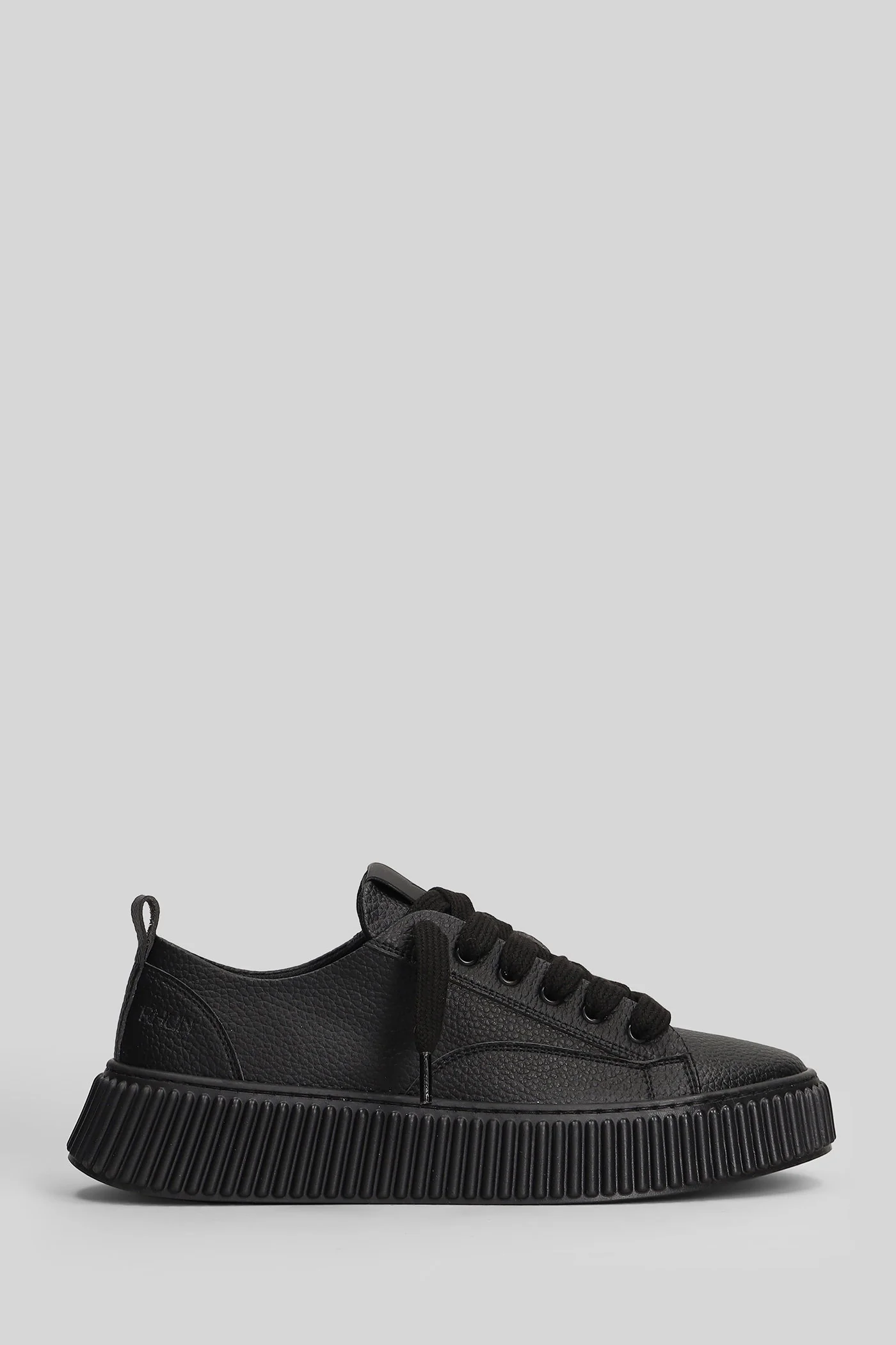 Leather Grain Sneakers in black leather