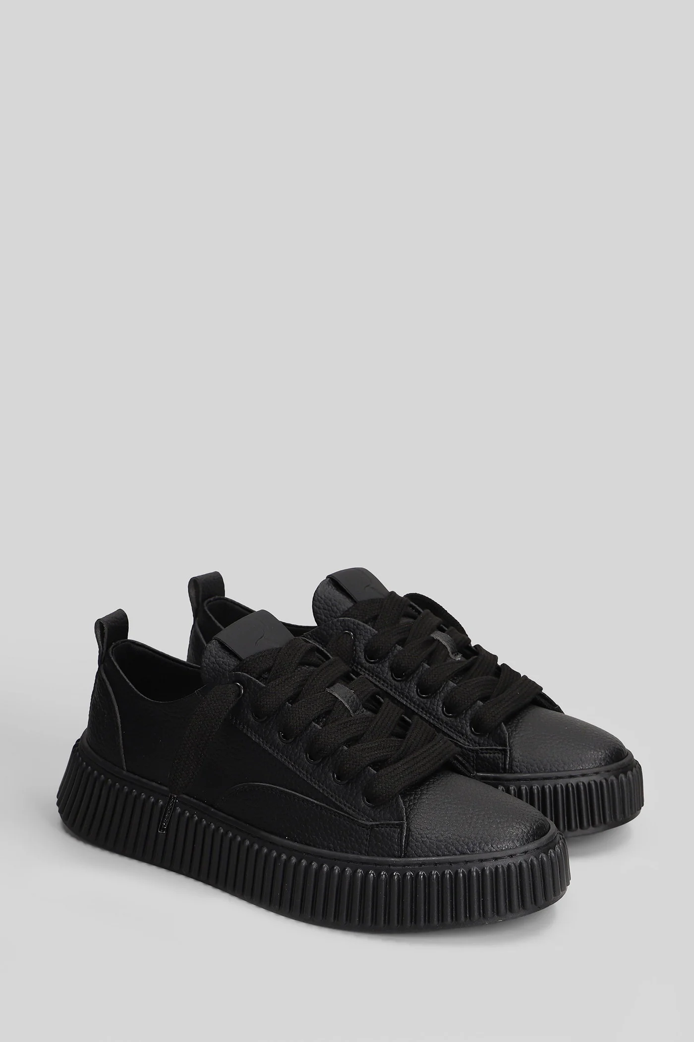 Leather Grain Sneakers in black leather - Image 2