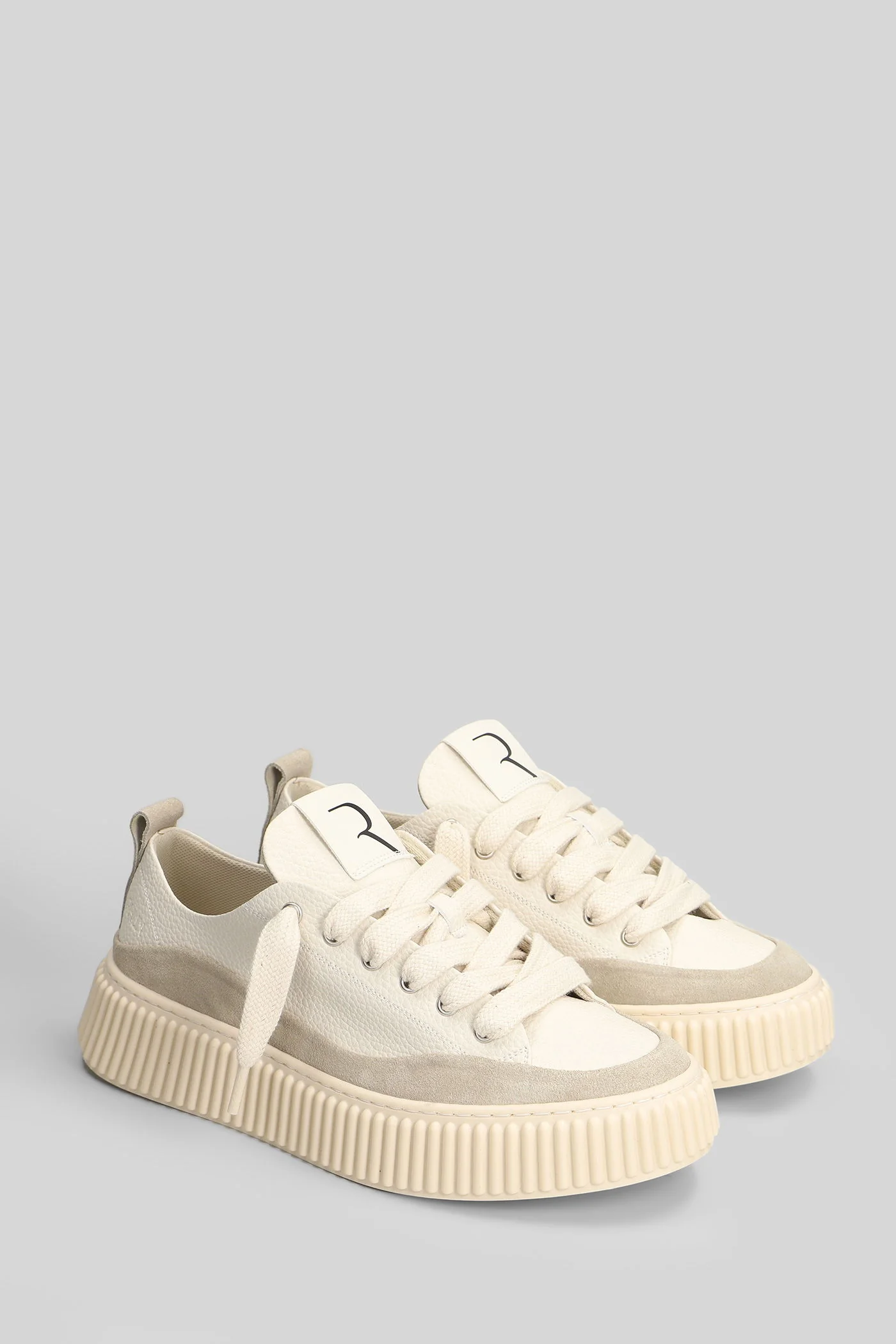 Leather Mix Sneakers in beige suede and leather - Image 2