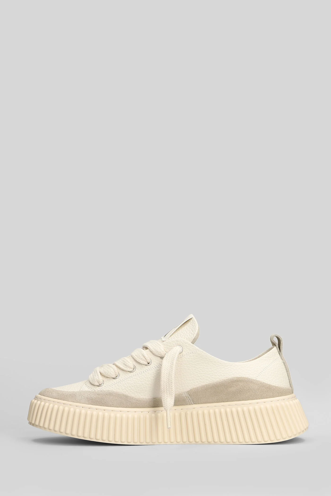 Leather Mix Sneakers in beige suede and leather - Image 3