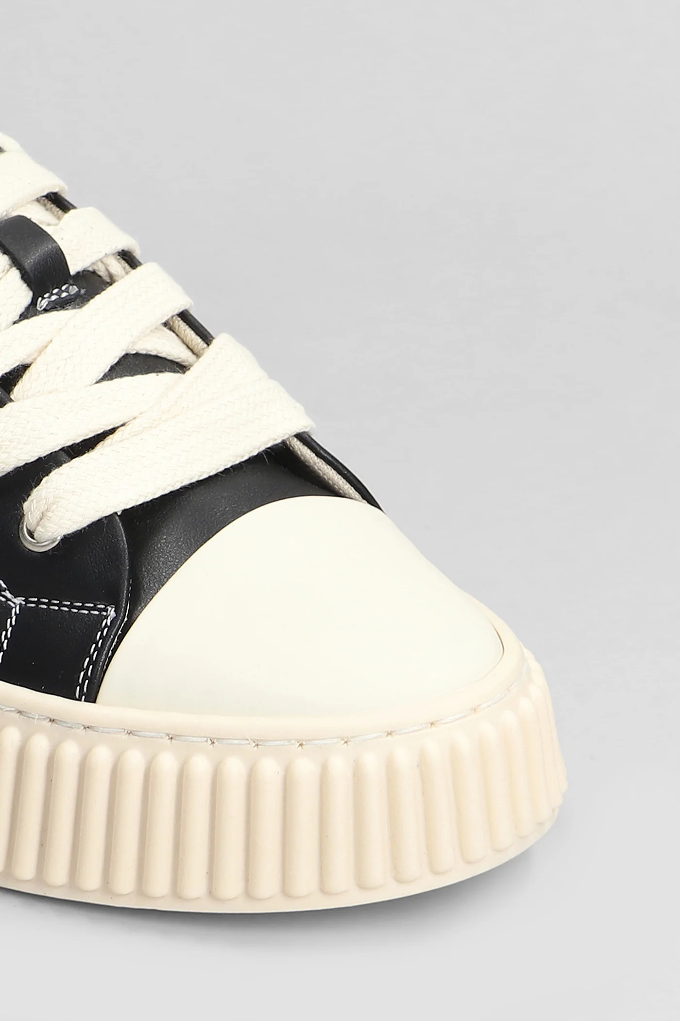 Leather Sneakers in black leather - Image 5