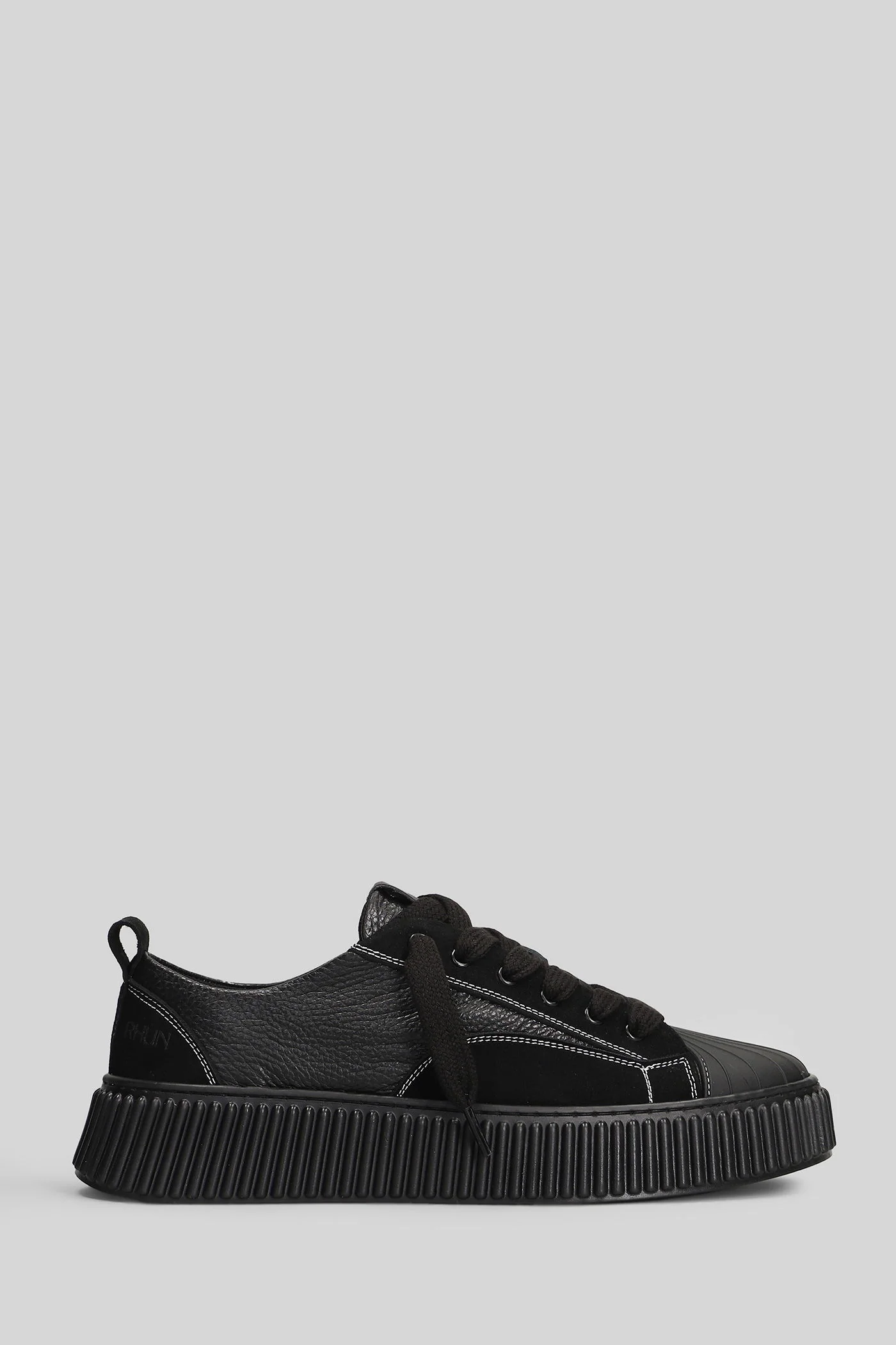 Leather Top Sneakers in black leather