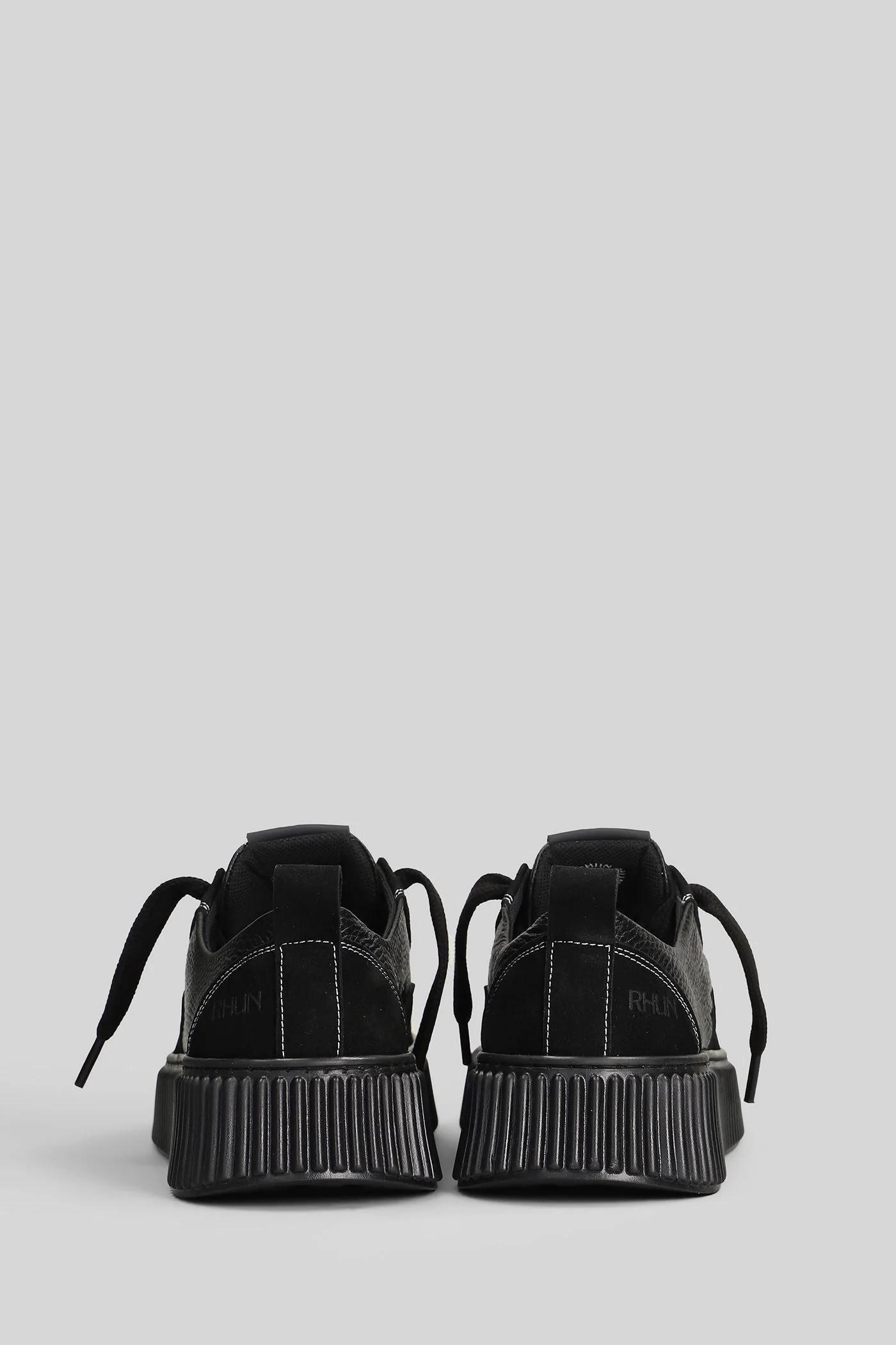 Leather Top Sneakers in black leather - Image 4